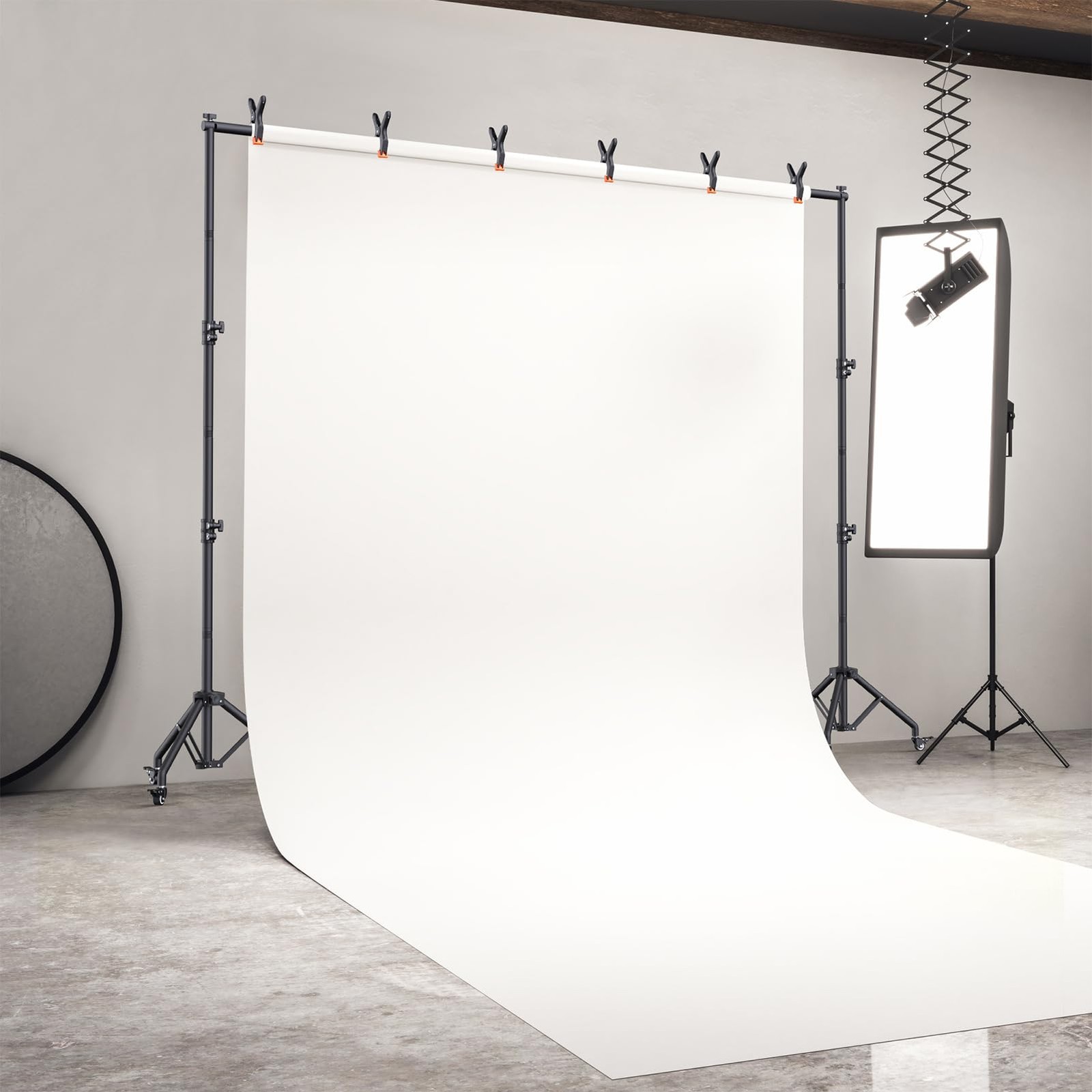 Backdrop Stand with Wheels 10×7.5Ft (WxH), Photo Backdrop Stand Easy to Move,…