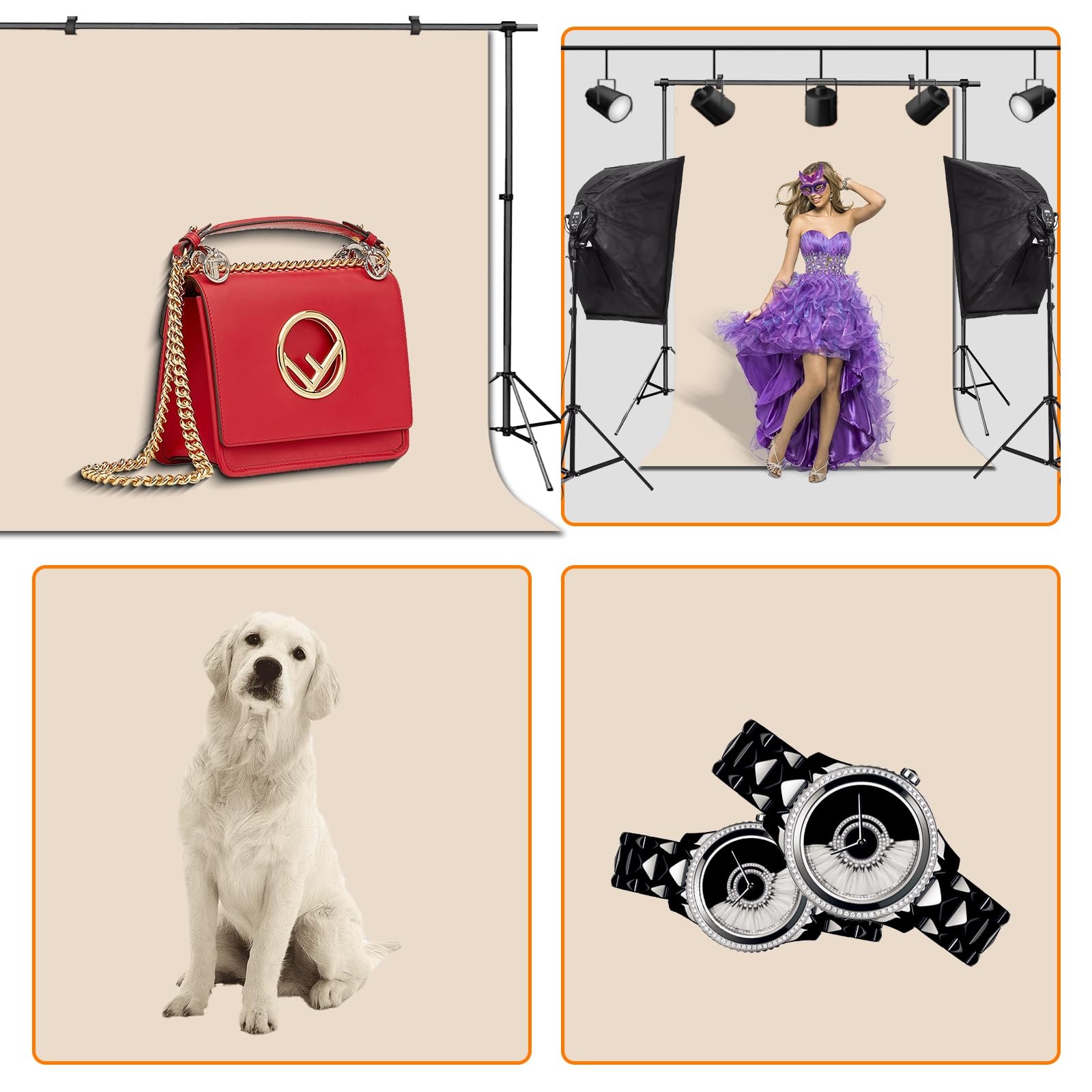 Beige Background Photography Photobooth Professional Backdrop Curtains 5x7FT