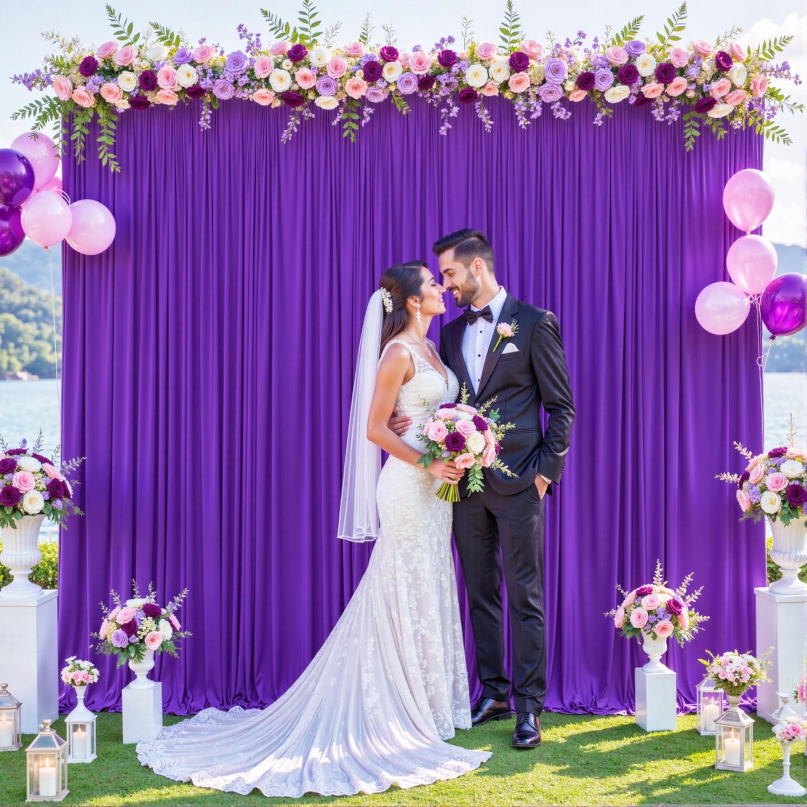 10ft x 10ft Purple Backdrop Curtain for Parties Purple Wrinkle Free Backdrop Dra