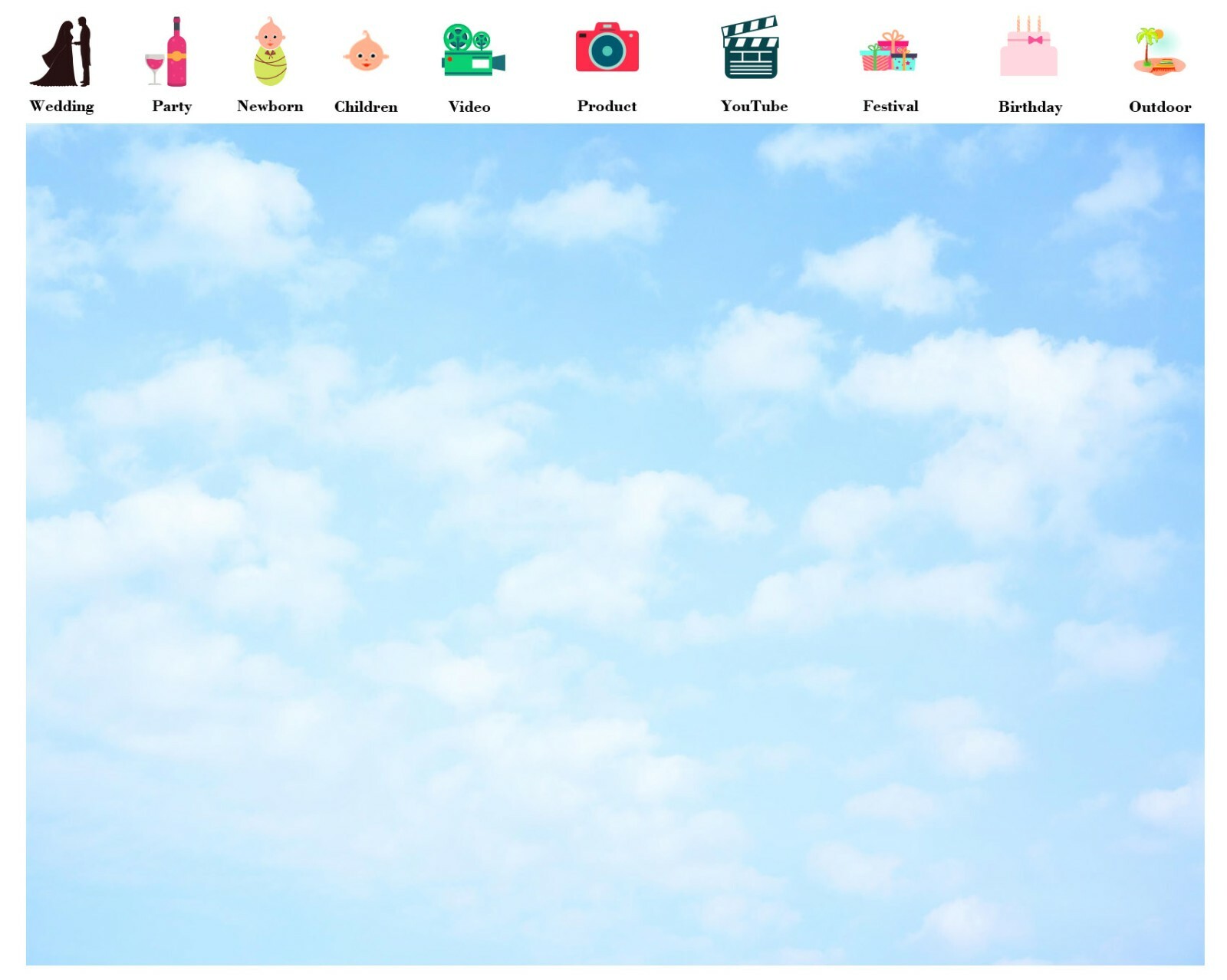 Blue Sky White Clouds Scenery Vinyl Background Photo Backdrop Studio Props