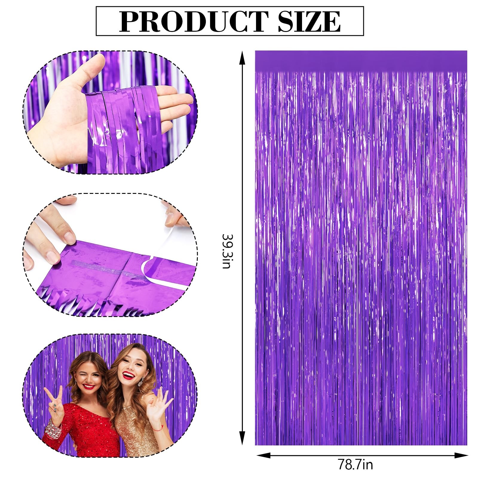 2Pack Purple Backdrop Metallic Tinsel Streamers Foil Fringe 2Pack,