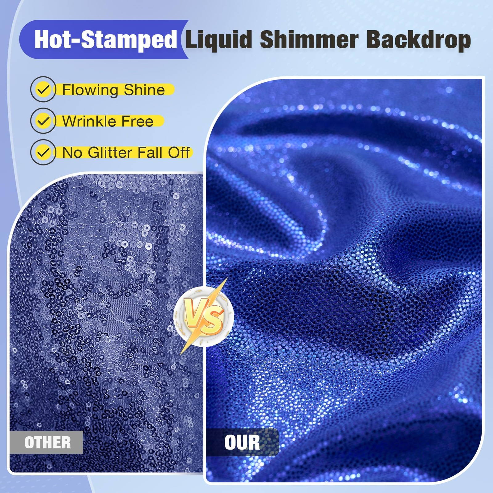10x12FT Royal Blue Sequin Backdrop Curtain for Party – 2 Panels 5x12FT Wrinkl…