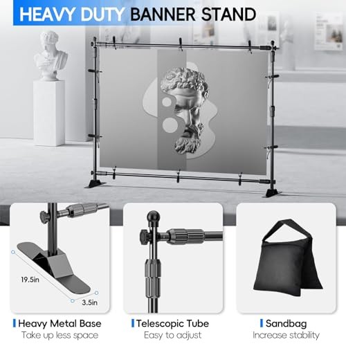 Adjustable Photo Backdrop Banner Stand with 10 X 8ft（W X H） 10 x 8FT