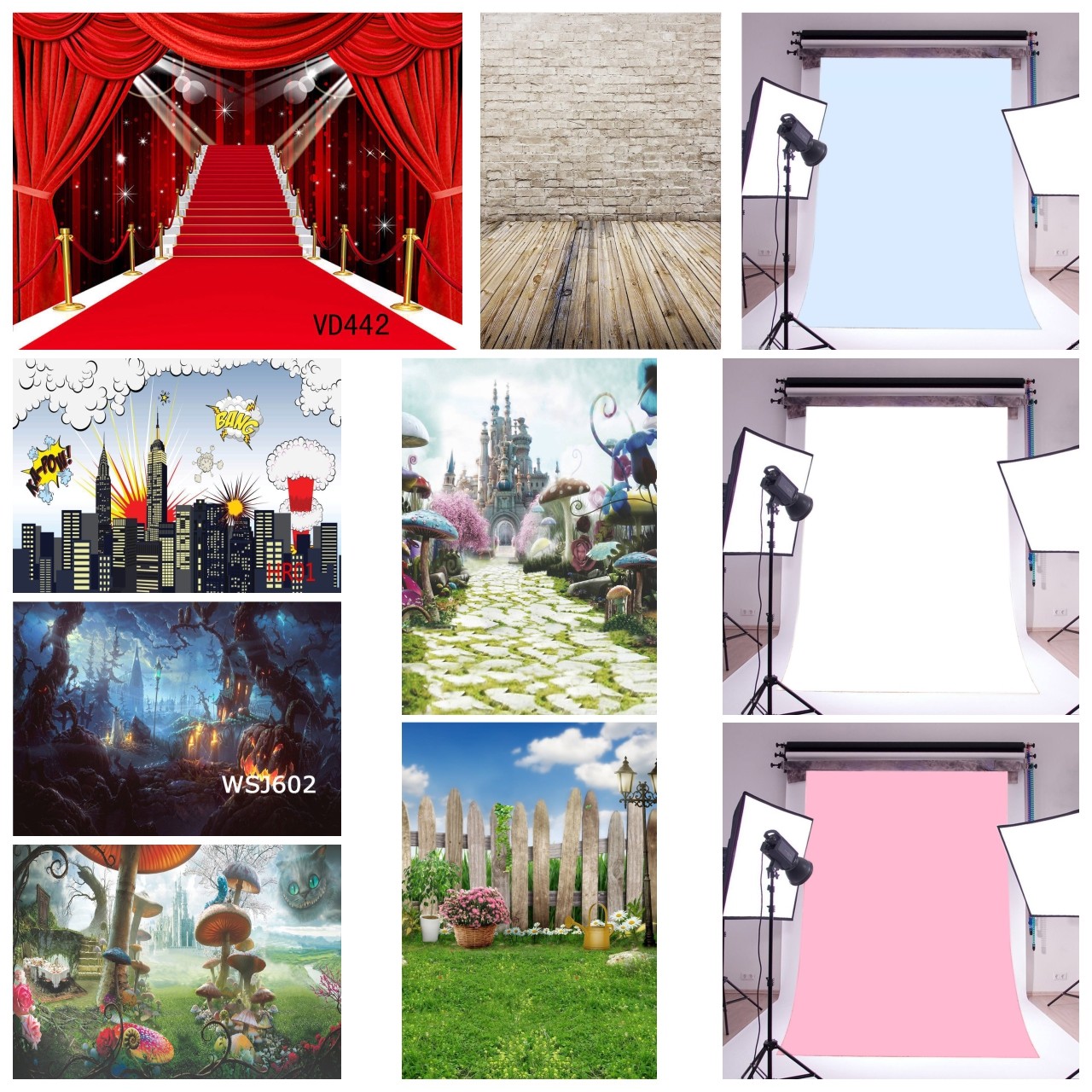Solid Color Stage Fairy Tale Vinyl Studio Backdrop Background Photography