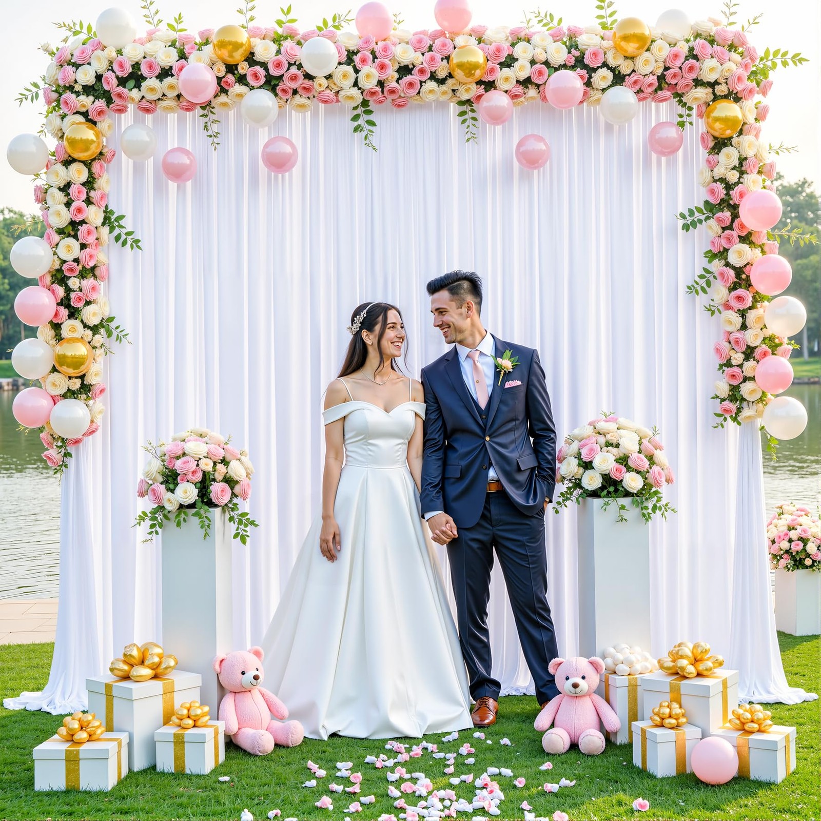 10ft x 7ft White Backdrop Curtain for Parties Wedding White Free Backdrop Dra…