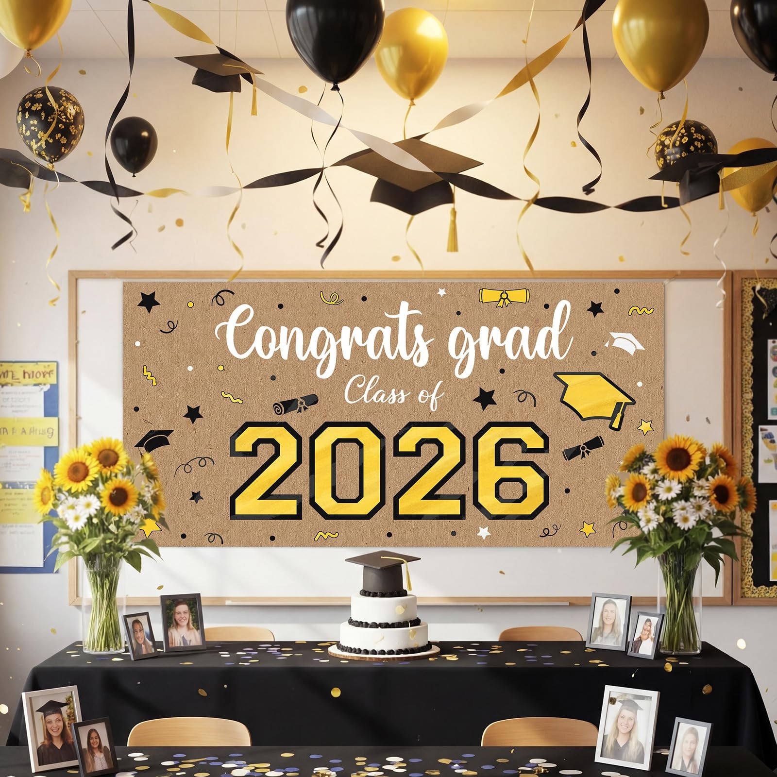 Kraft Paper Graduation Banner, 62″ x 31″ Large Congratulations Graduate Party…