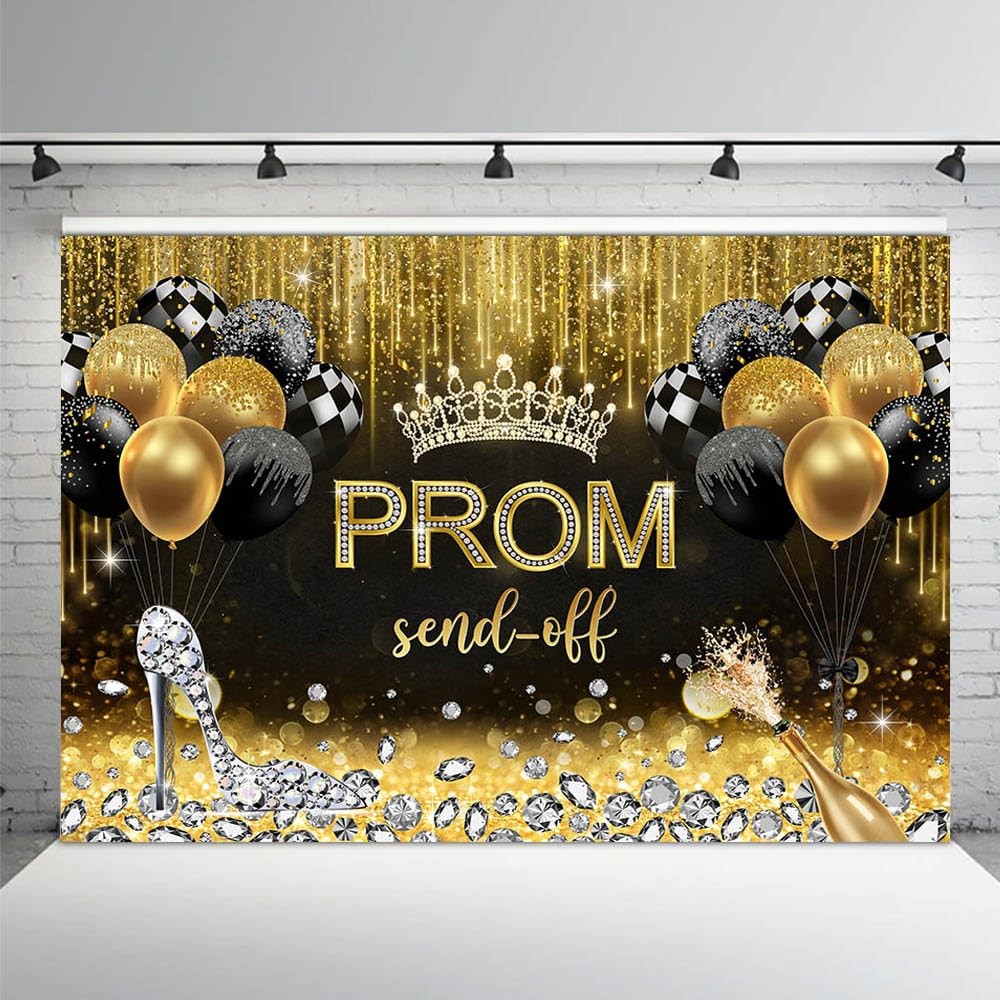 7x5ft Prom Photo Backdrop for Women, Gold 2026 Graduation Photography Background