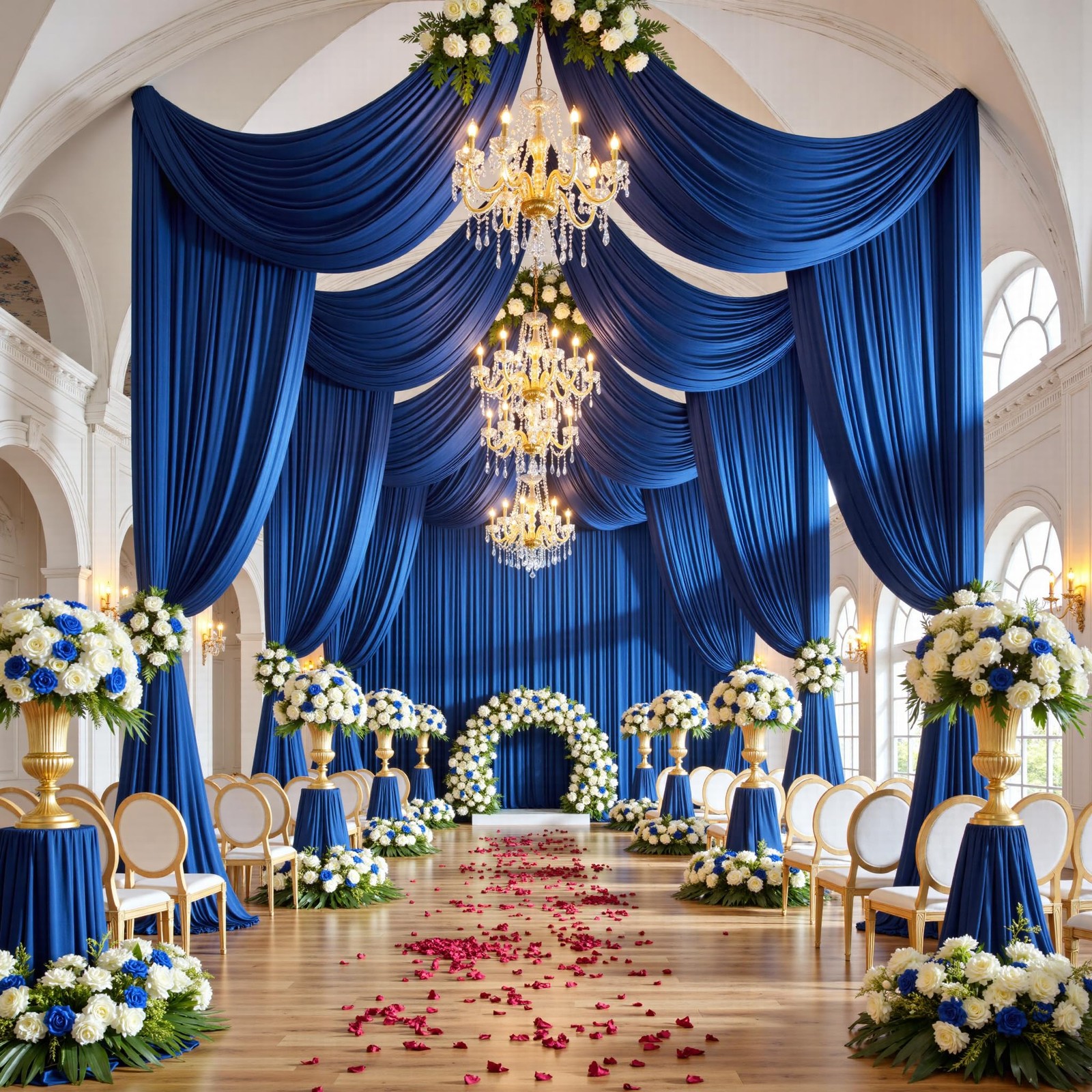 20ft x 14ft Royal Blue Backdrop Curtains, 4 Panels Wrinkle Free Soft Fabric D…