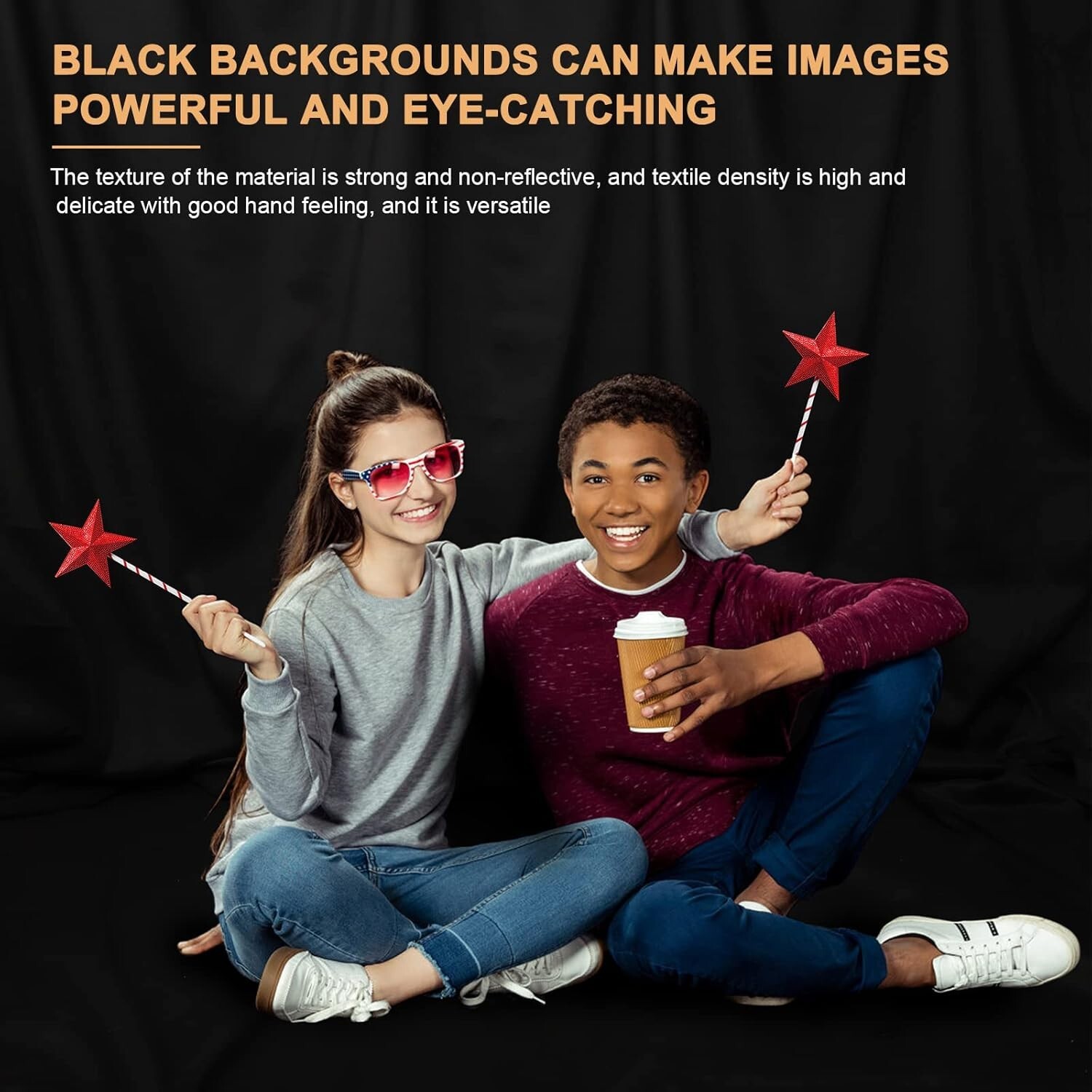 Aimosen 10 x 7 FT Black Backdrop Background for Photography, High Density