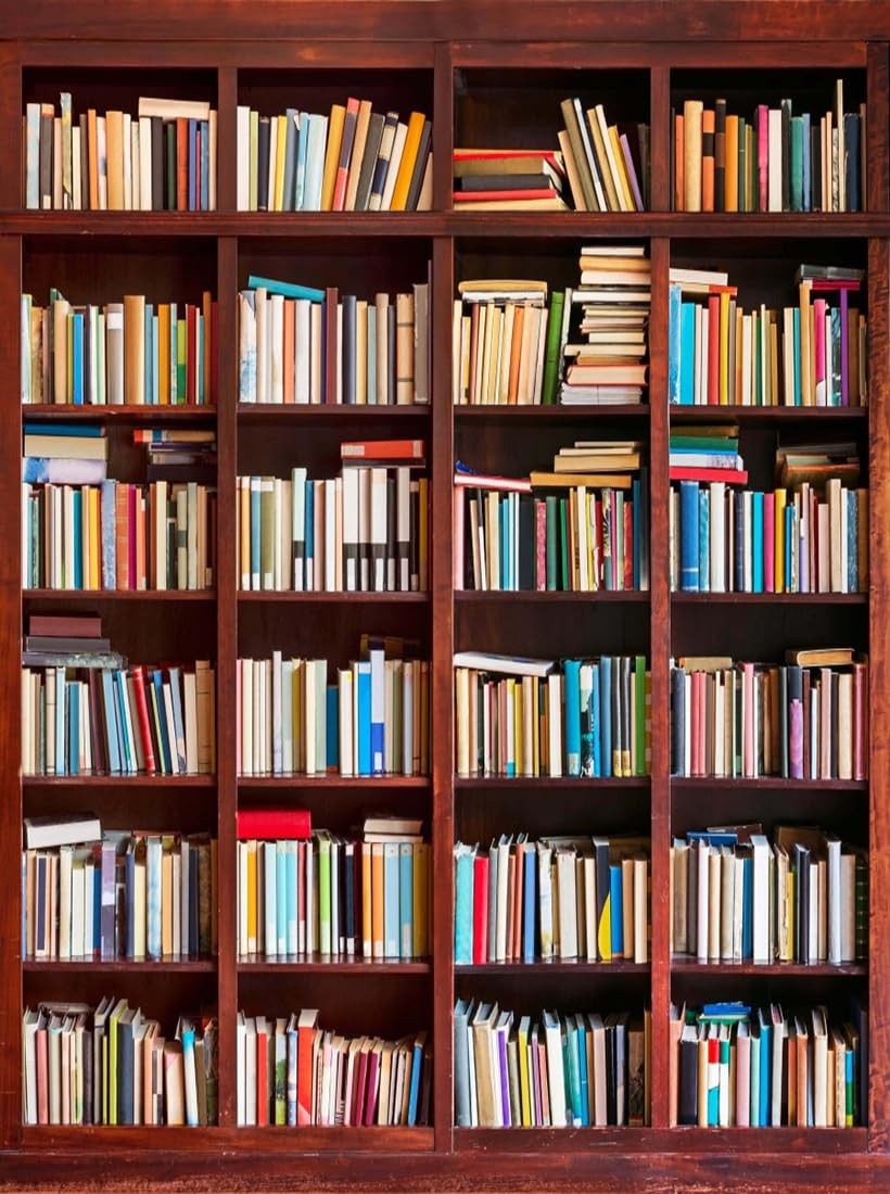 AOFOTO 3x5ft Bookshelf Background Bookcase Photography Backdrop for Video Rec…