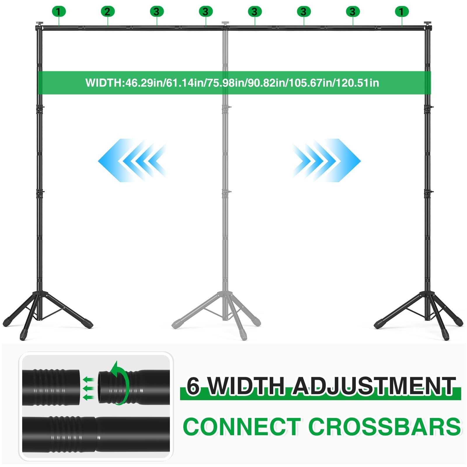 Adjustable 10×8.5 Backdrop Stand & Green Screen Kit for Photography & Video Stre
