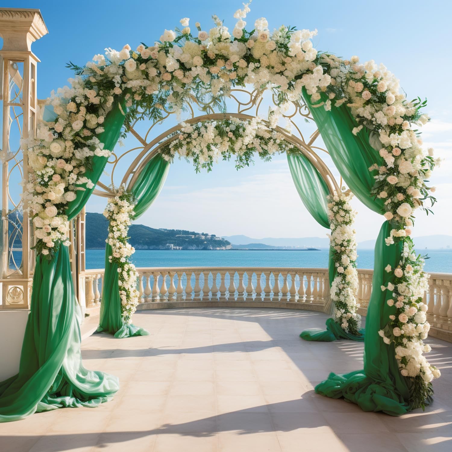 Wedding Arch Draping Fabric 28.7 Inch x 20FT Emerald Green Sheer Backdrop
