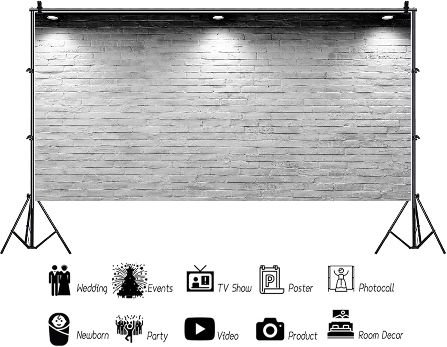 Vinyl 15X10Ft Backdrop Photography Background White Brick Wall Computer-Print Se
