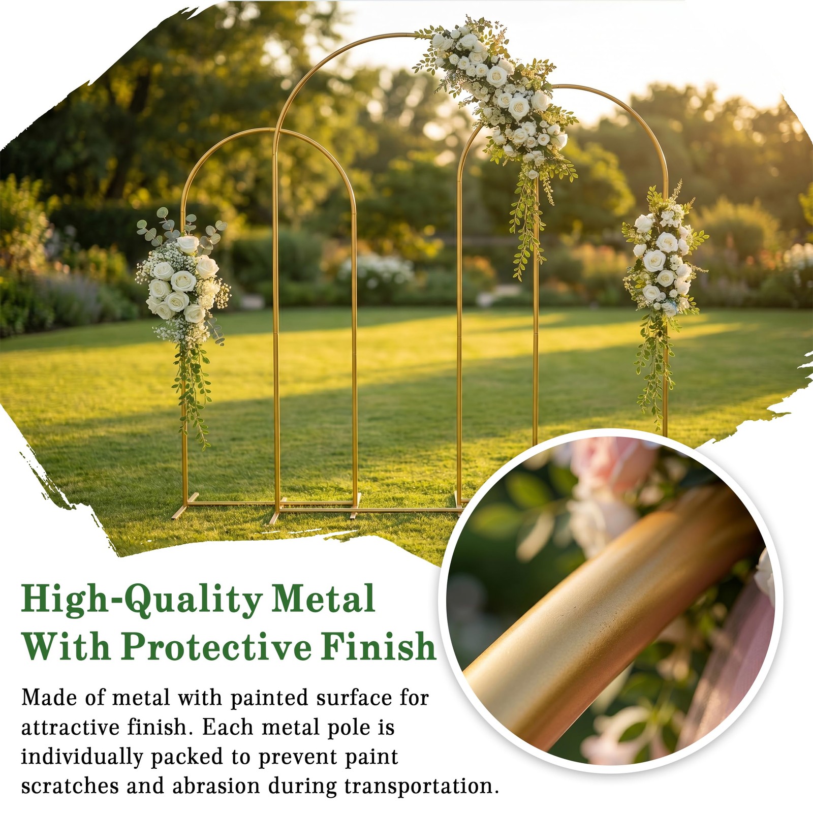 Metal Arch Backdrop Stand 7.2FT+6.6FT+6FT: Wedding Arch Frame for Ceremony Ba…