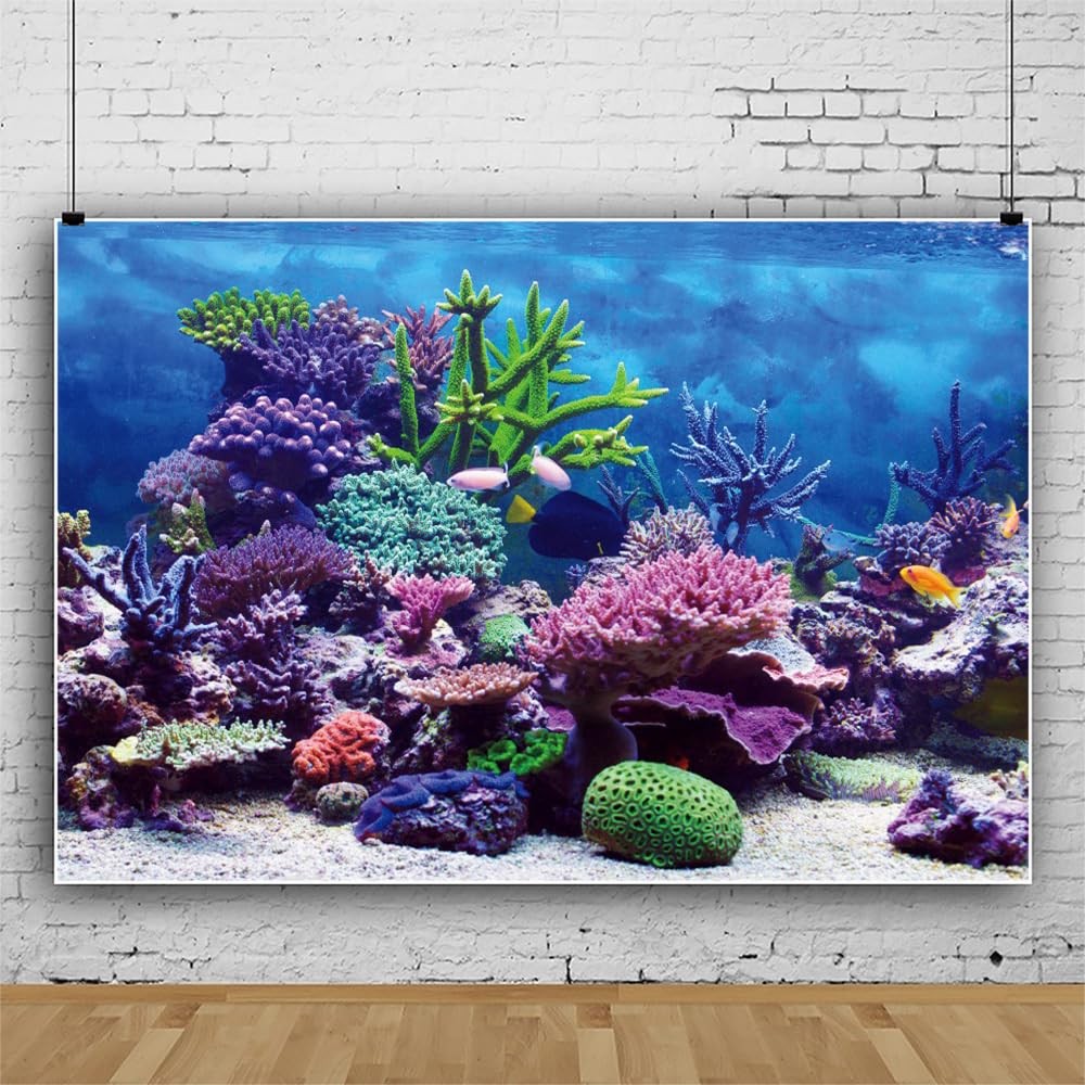 Under The Sea Backdrop 10x8ft Ocean Backdrop Aquarium Background for Hawaii L…