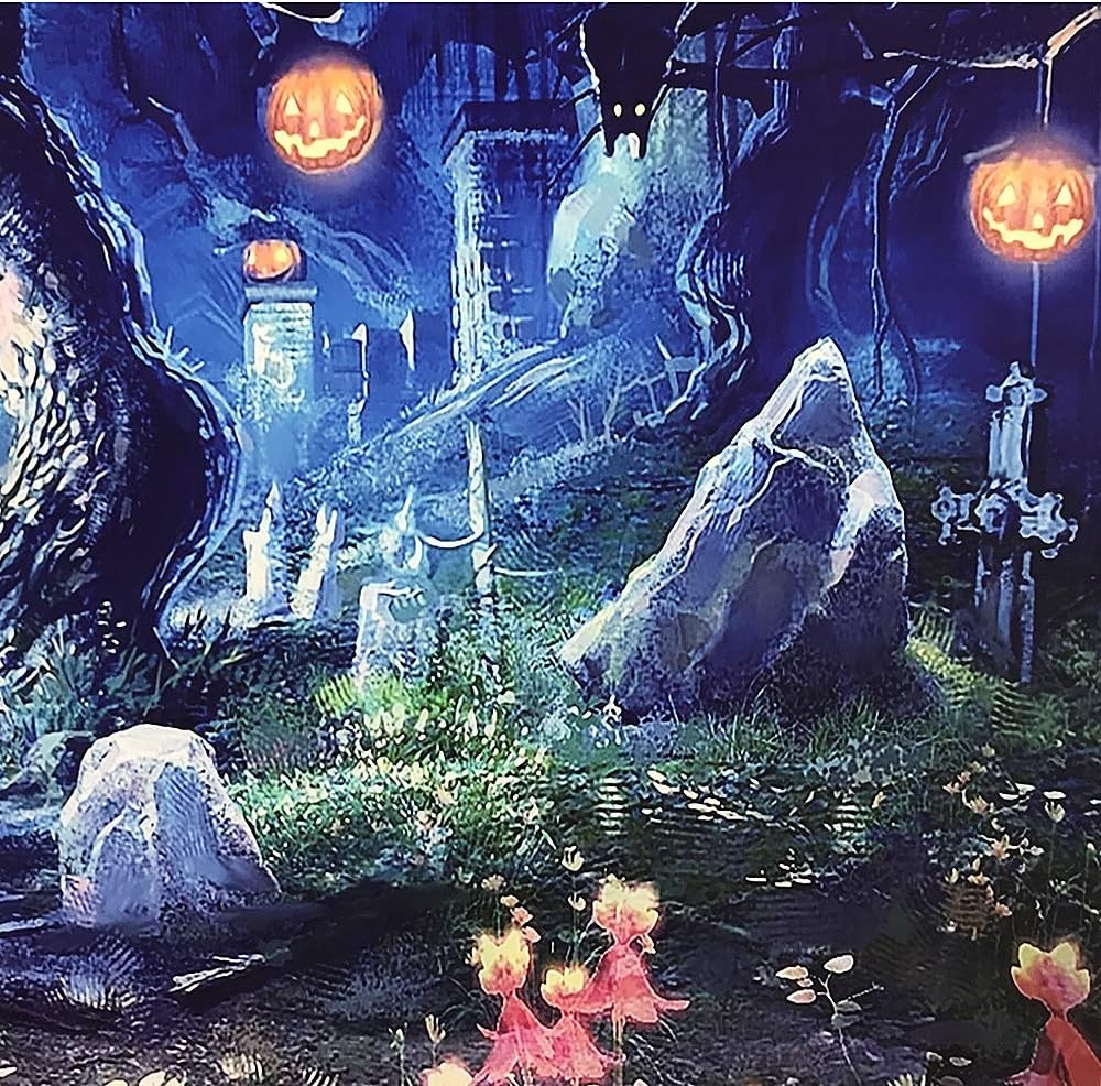 7X5FT Halloween Theme Forest Scary Scene Pumpkin 7'x5', TP272