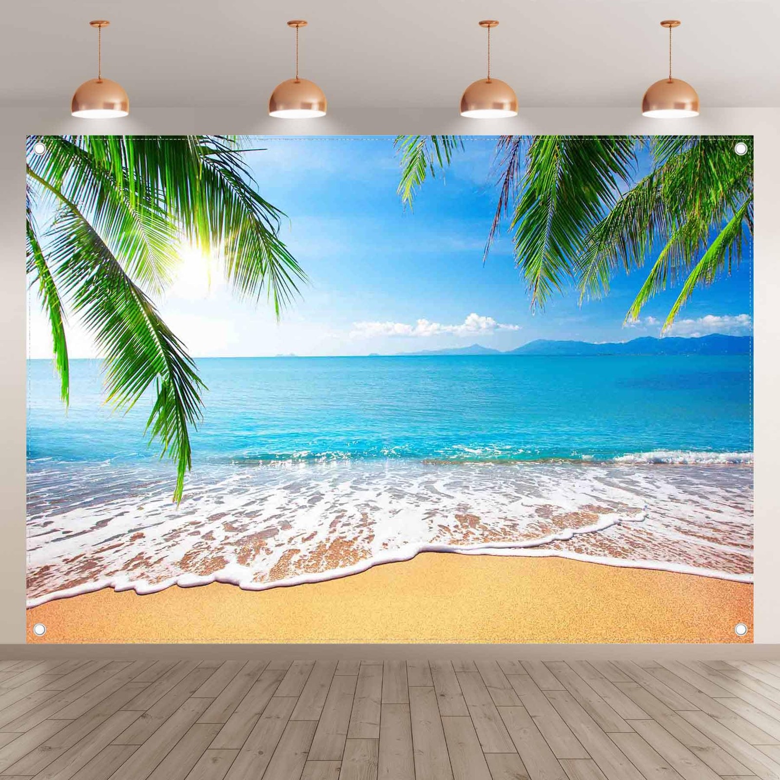 7x5ft Fabric Summer Hawaii Beach Photography Backdrop Tropical Seaside Palm T…