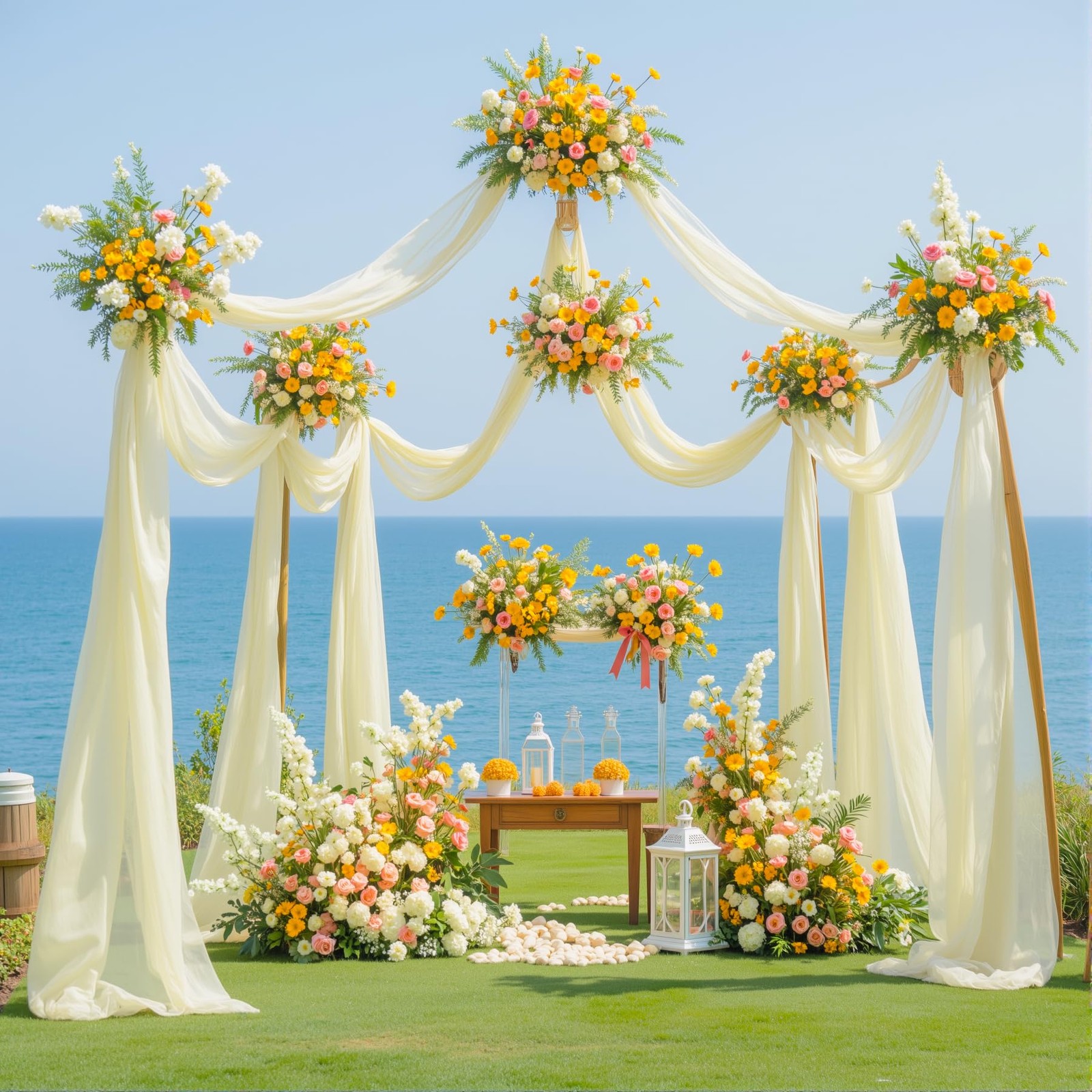 1 PCS 28 Inch x 19 Ft Ivory Sheer Wedding Arch Backdrop Curtain Drape Party
