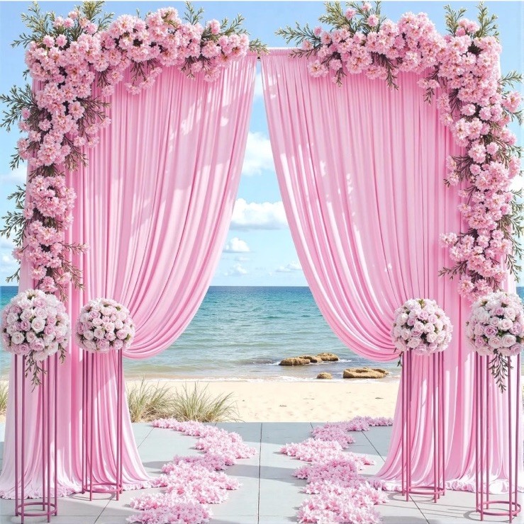 10×10 Pink Backdrop Curtain for Parties Wedding Wrinkle Free 5ftX10ft 2 Panels