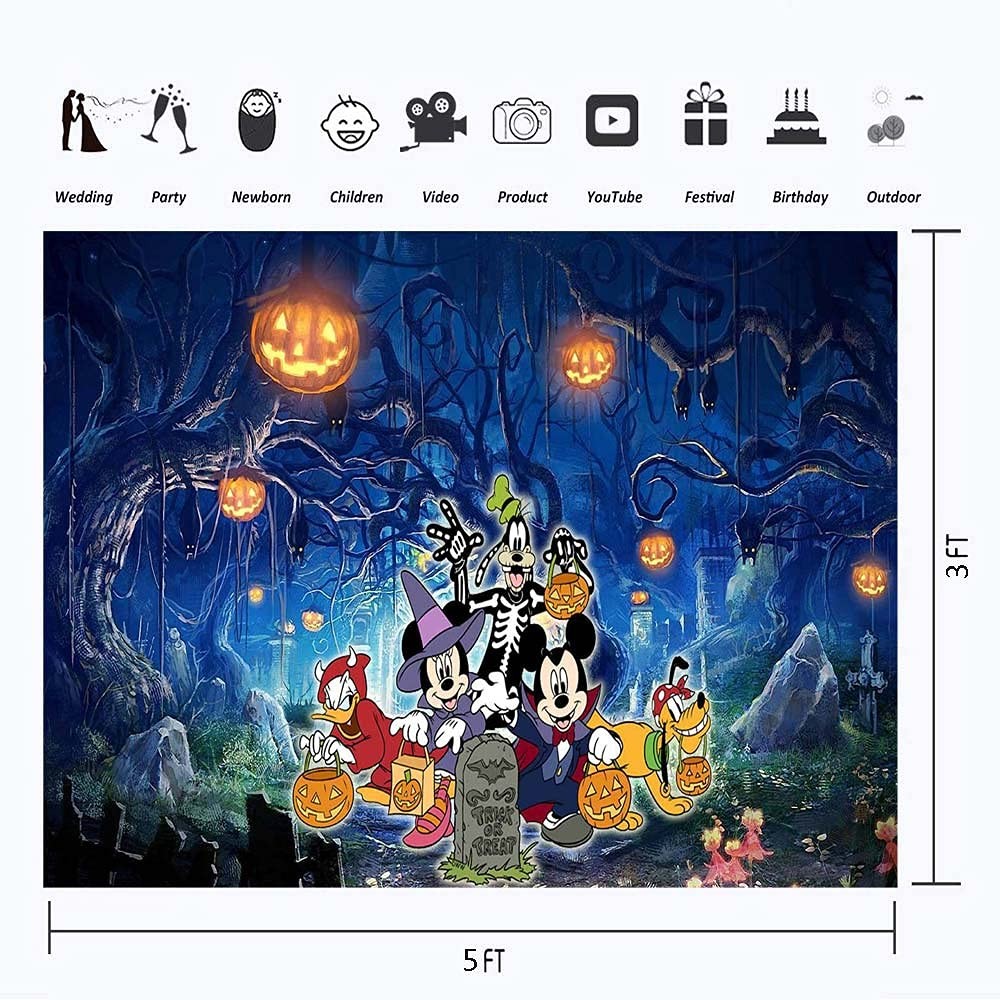 Halloween Birthday Backdrop 5x3ft Pumpkin Graveyard Background For Kids Party