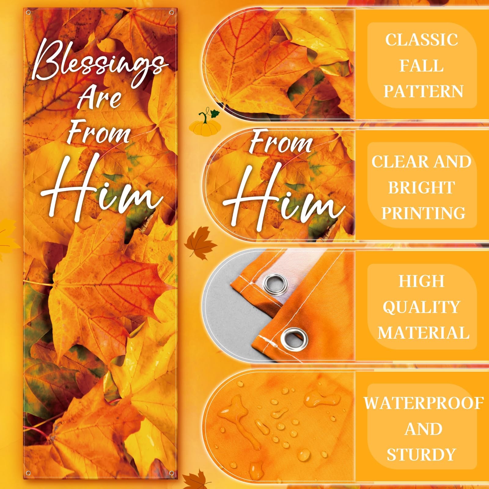 4 Pcs Church Banners for Sanctuary Wall Fall Harvest Banners with Scripture B…