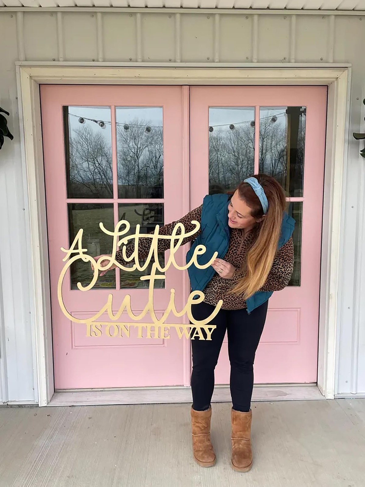 Wooden Backdrop Sign A Little Cutie Is On The Way Baby Shower Orange Decor