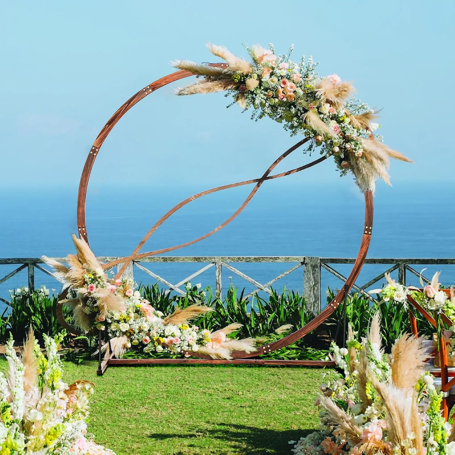 Moccha Wedding Arch, 7.4 FT Wooden Arch Backdrop Stand, Outdoor Archway Pergola,