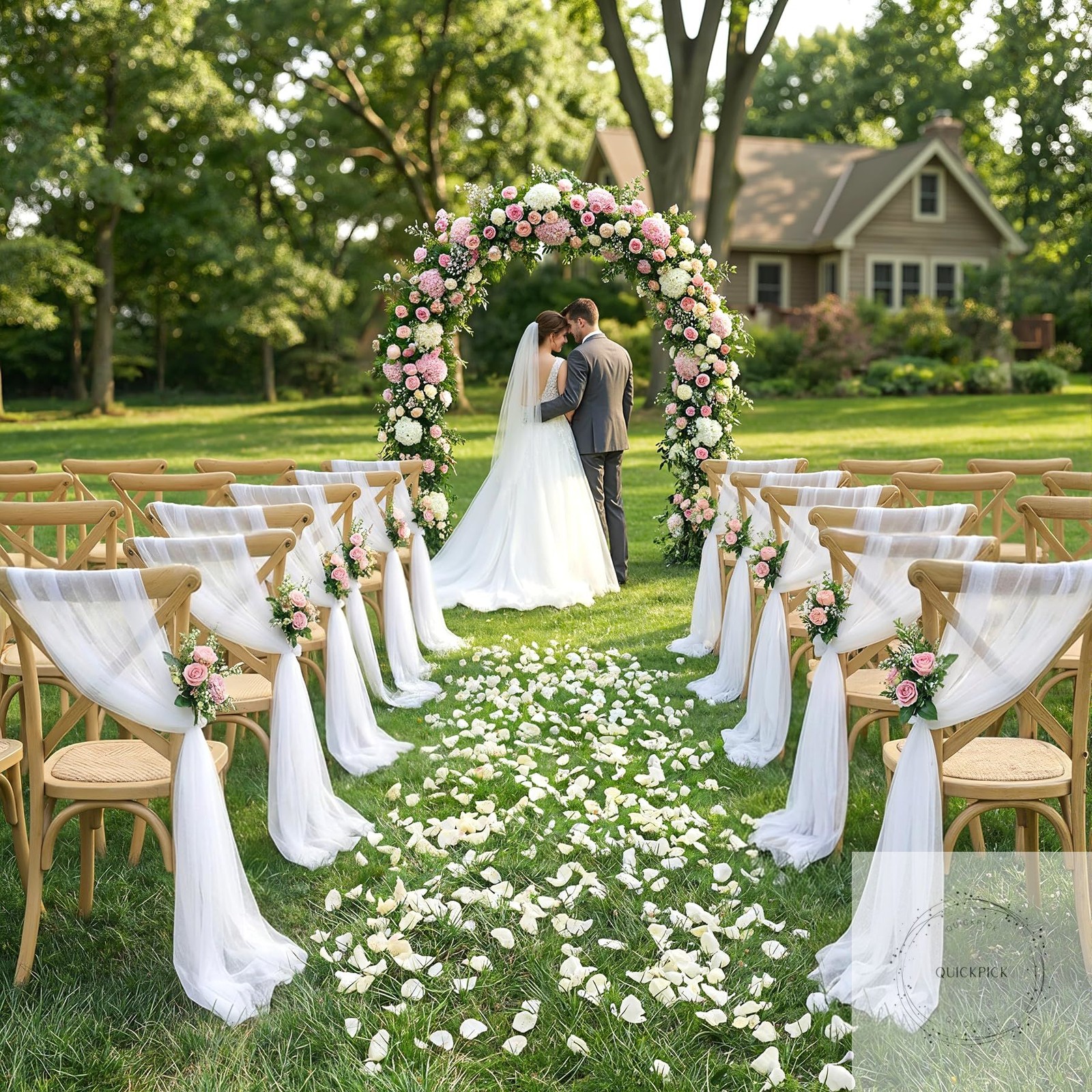 White Wedding Arch Draping Fabric, 2 Packs 29″ x 20FT Sheer Fabric Arch Drapery
