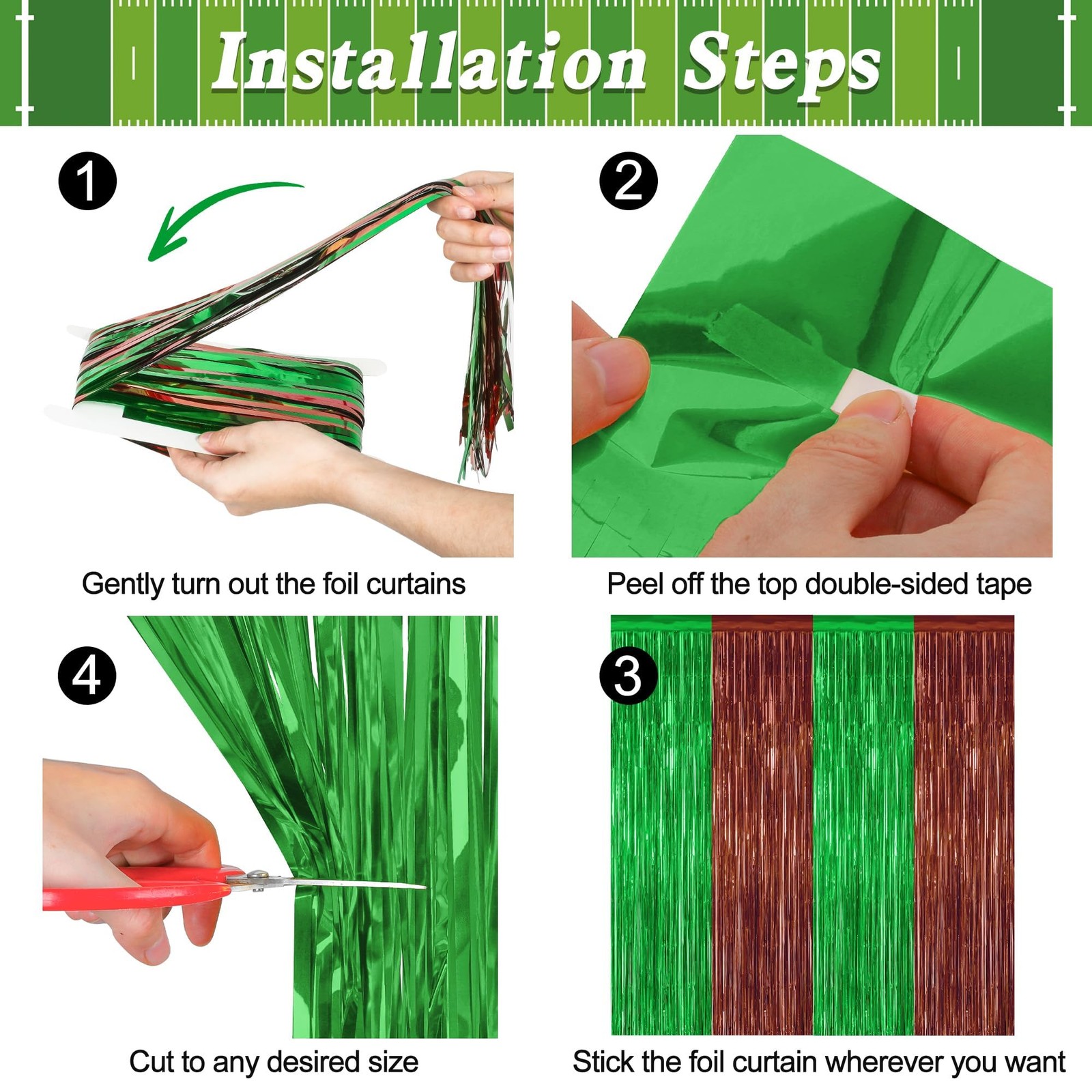 2 Pack Football Party Decorations, 3.28 FT x 7.05 2 PCS, Brown Green