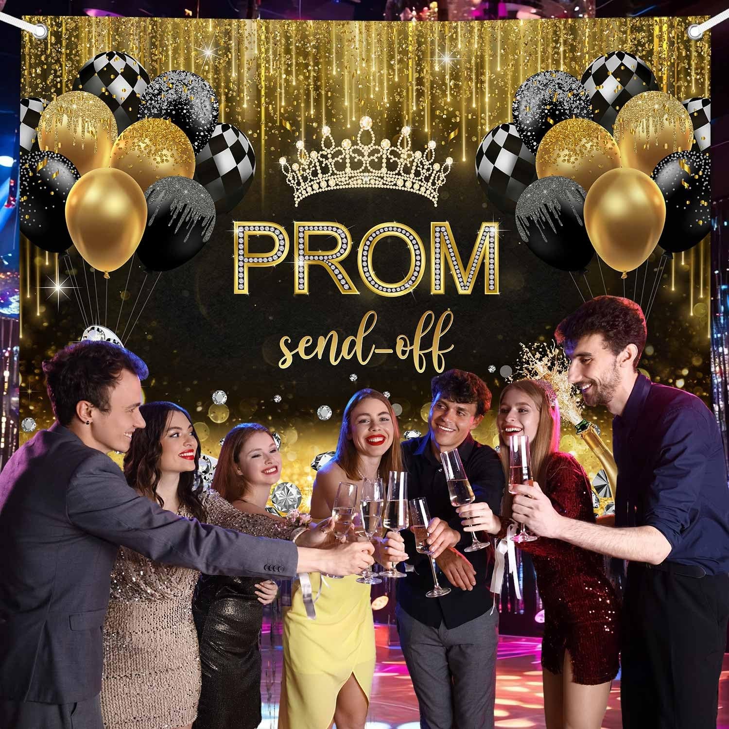 7x5ft Prom Photo Backdrop for Women, Gold 2026 Graduation Photography Background