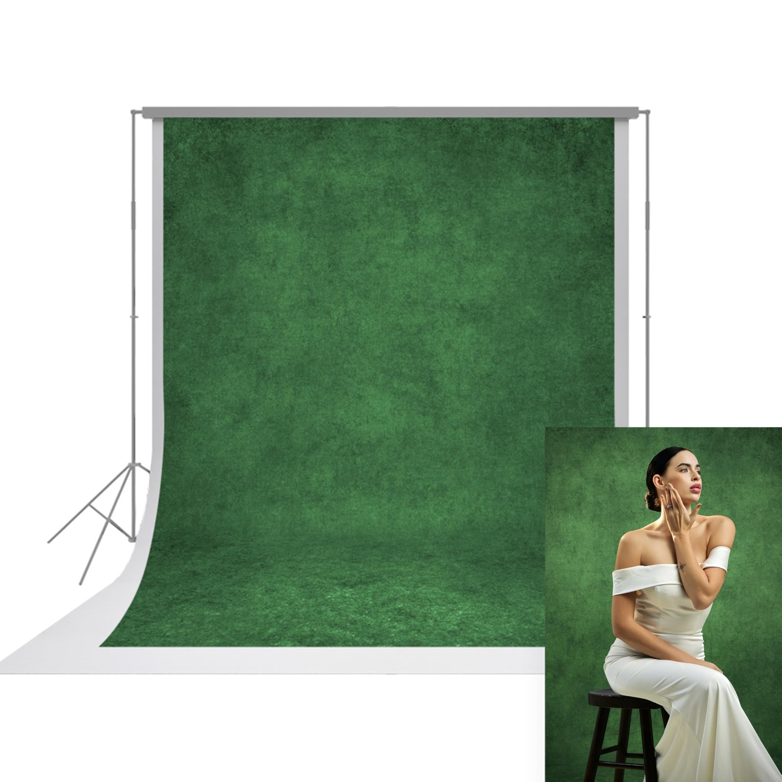 8×10 ft Green Fabric Photo Backdrop, Classic Abstract Texture for Portraits & Ev