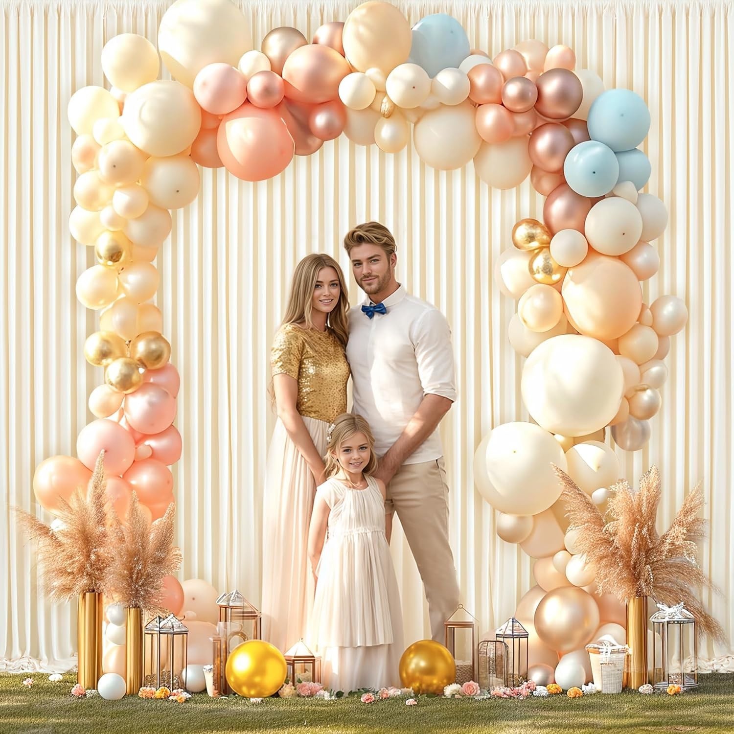 10 Panels Champagne Backdrop Curtain for Parties Wedding Baby Shower Photos