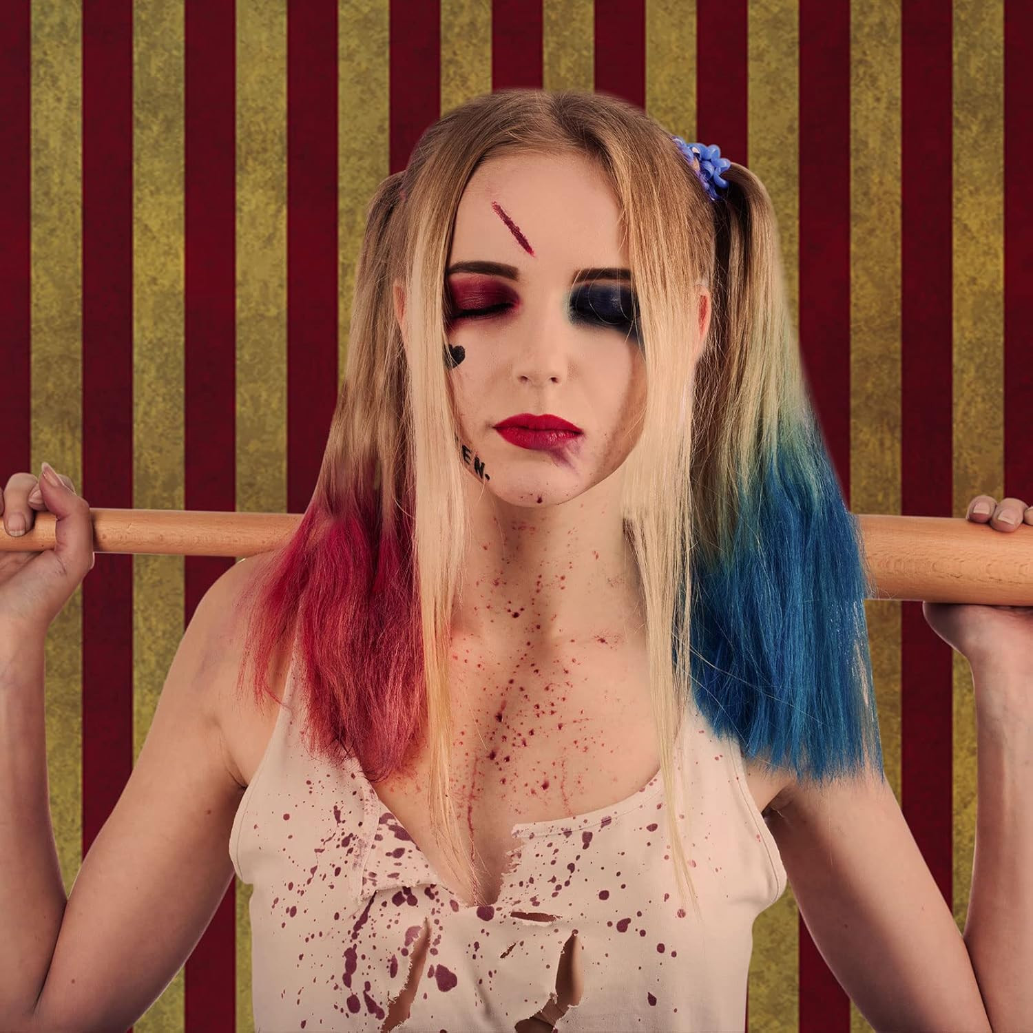 2 Pieces Halloween Creepy Carnival Backdrop for Horrible Bloody Circus Tent Evil