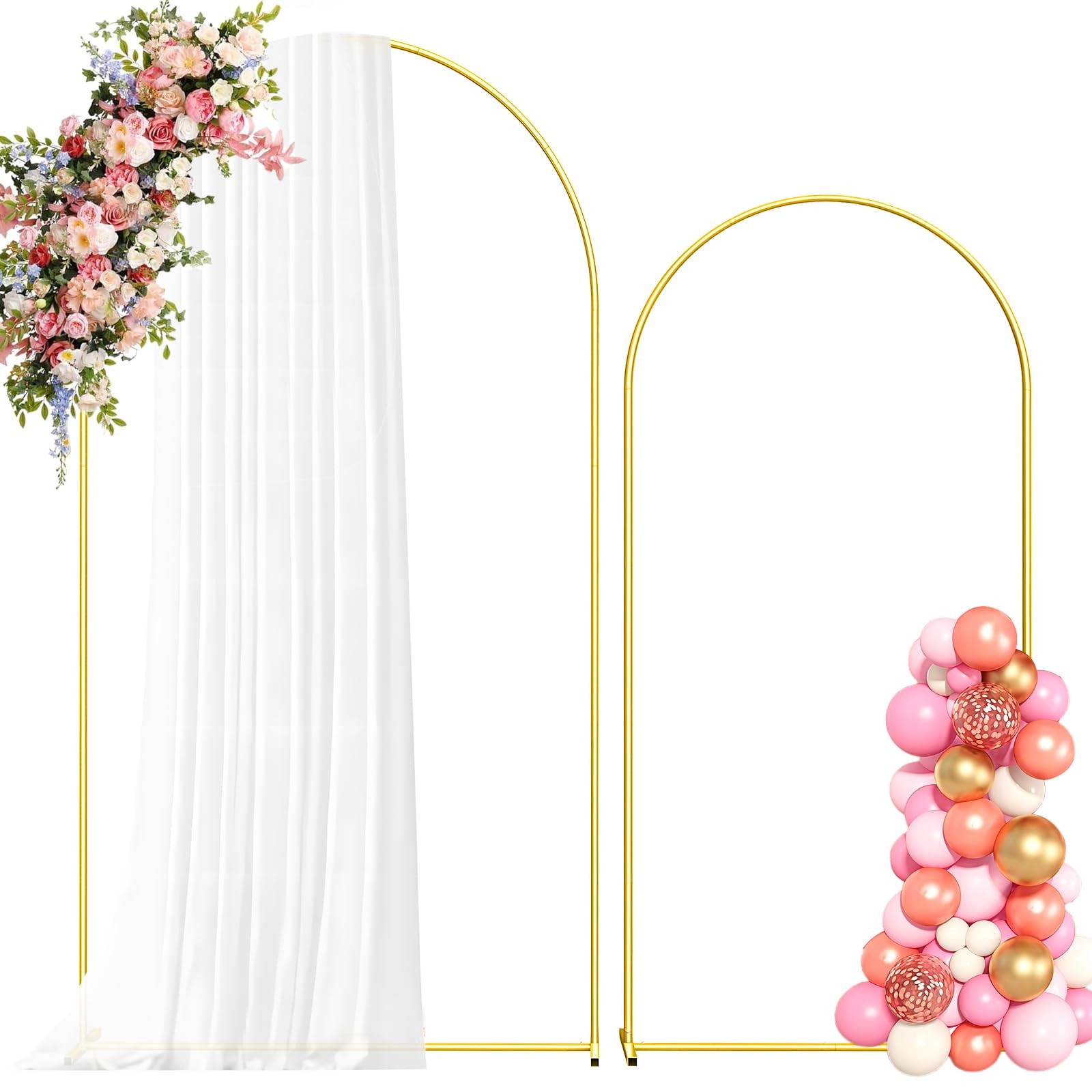 Metal Arch Backdrop Stand, 7.2FT+6FT Wedding Arch Frame, Gold Wedding Arch Ba…