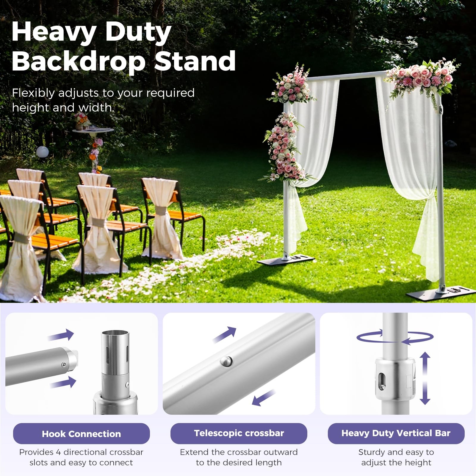 Pipe and Drape Backdrop Stand 9.2×9.2ft, Adjustable Heavy Duty Photo Backgrou…