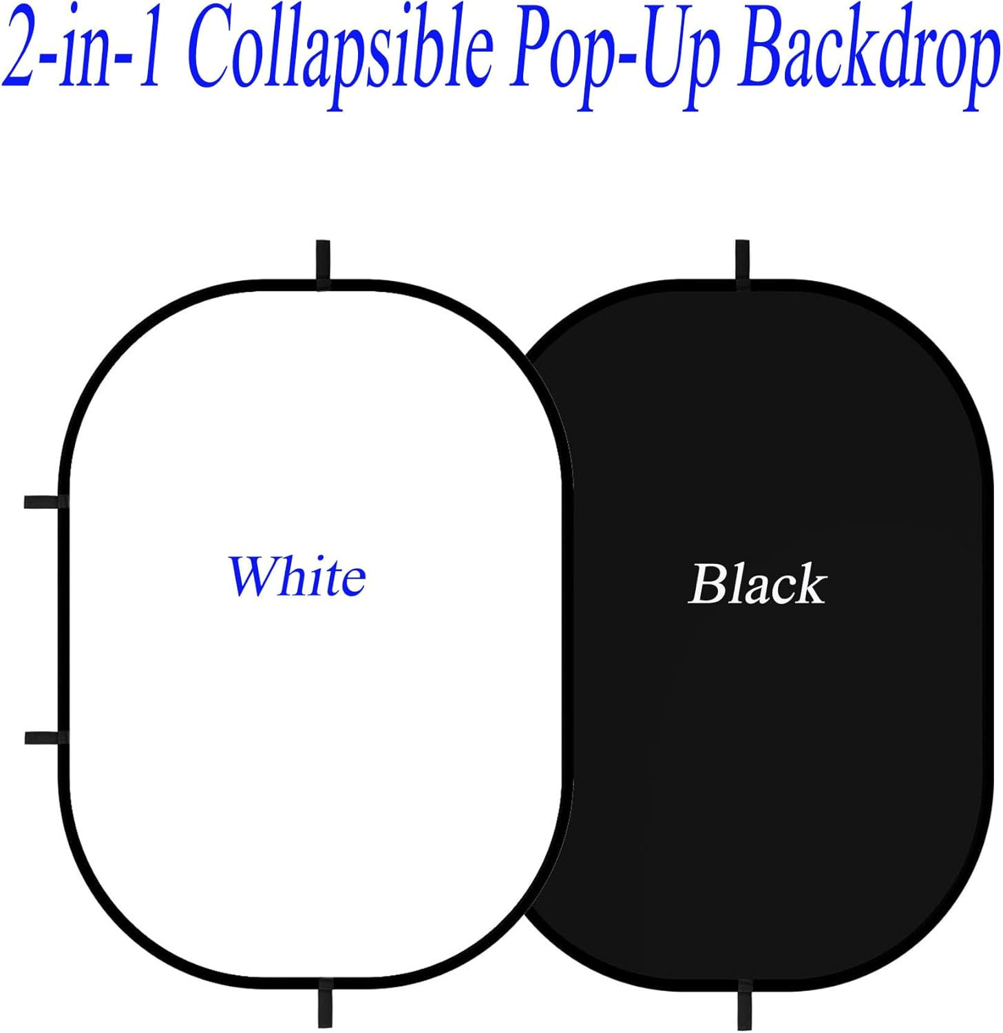 5X7Ft/1.5X2M Chromakey Black White Backdrop with 7.8Ft/2.4M Stand, 2-In-1 Revers