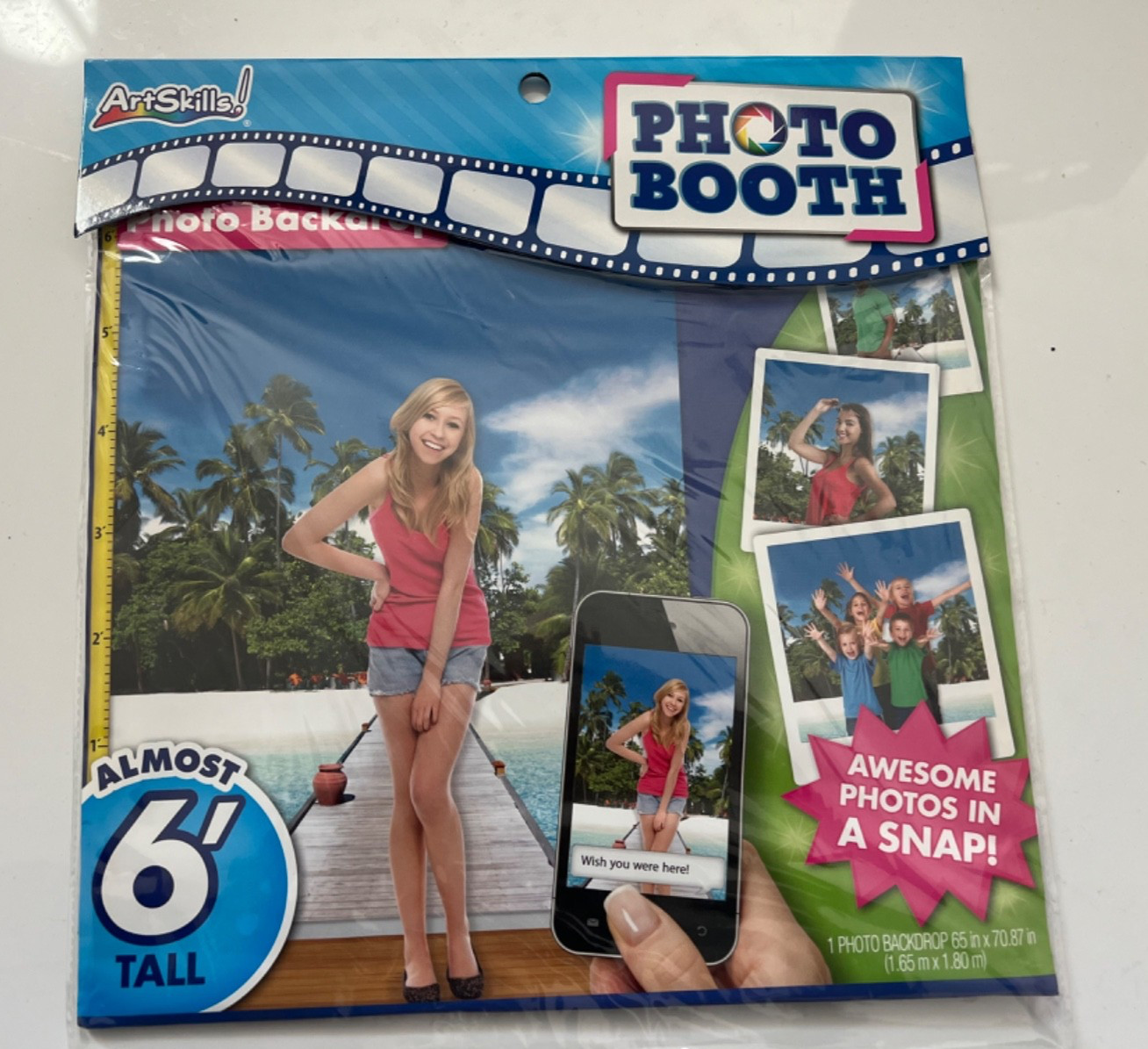 Art Skills Photo Booth Giant Backdrop 6 feet tall Island Beach Caribbean Party