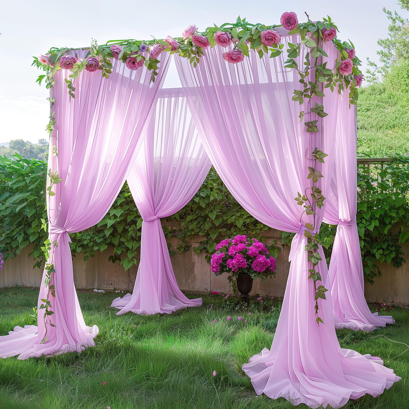 40ft x 10ft Pink Backdrop Curtains, Wrinkle-Free 5ft x 10ft, 8 Panels,