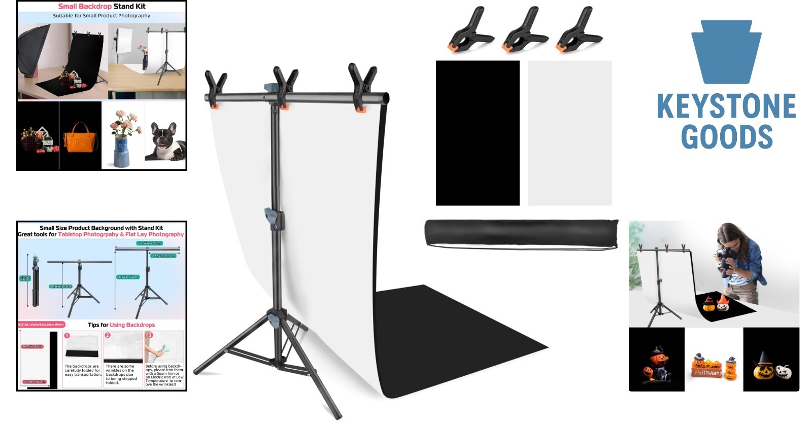 Portable Photography Backdrop Stand Kit for Small Products & Jewelry