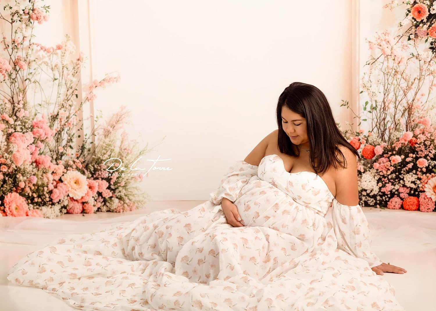 Spring Floral Arch Backdrop Wedding Background White Wall Photo Background Studi