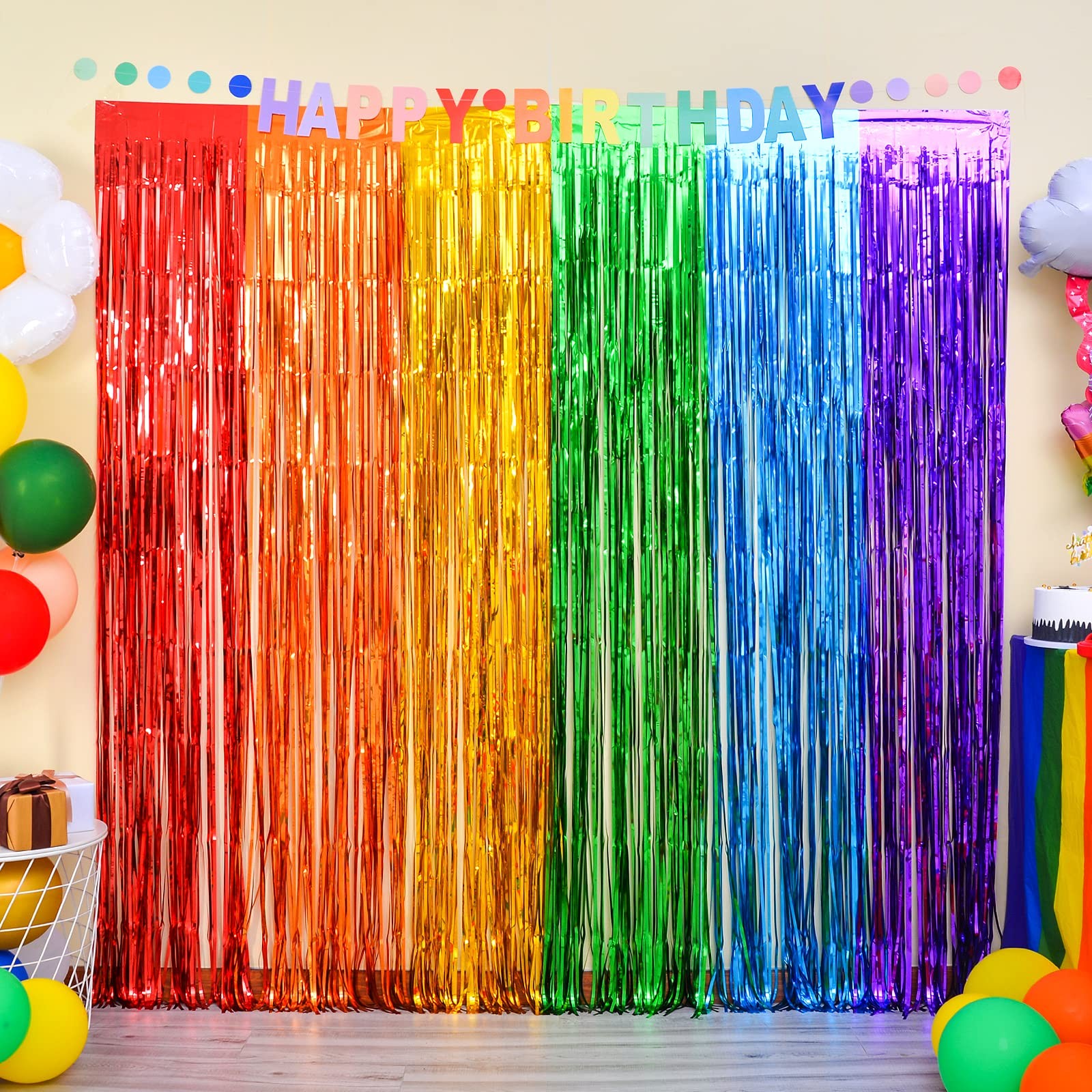 Rainbow Photo Booth Props 4 Packs Rainbow Party Decorations 13.2×6.6 ft Foil …