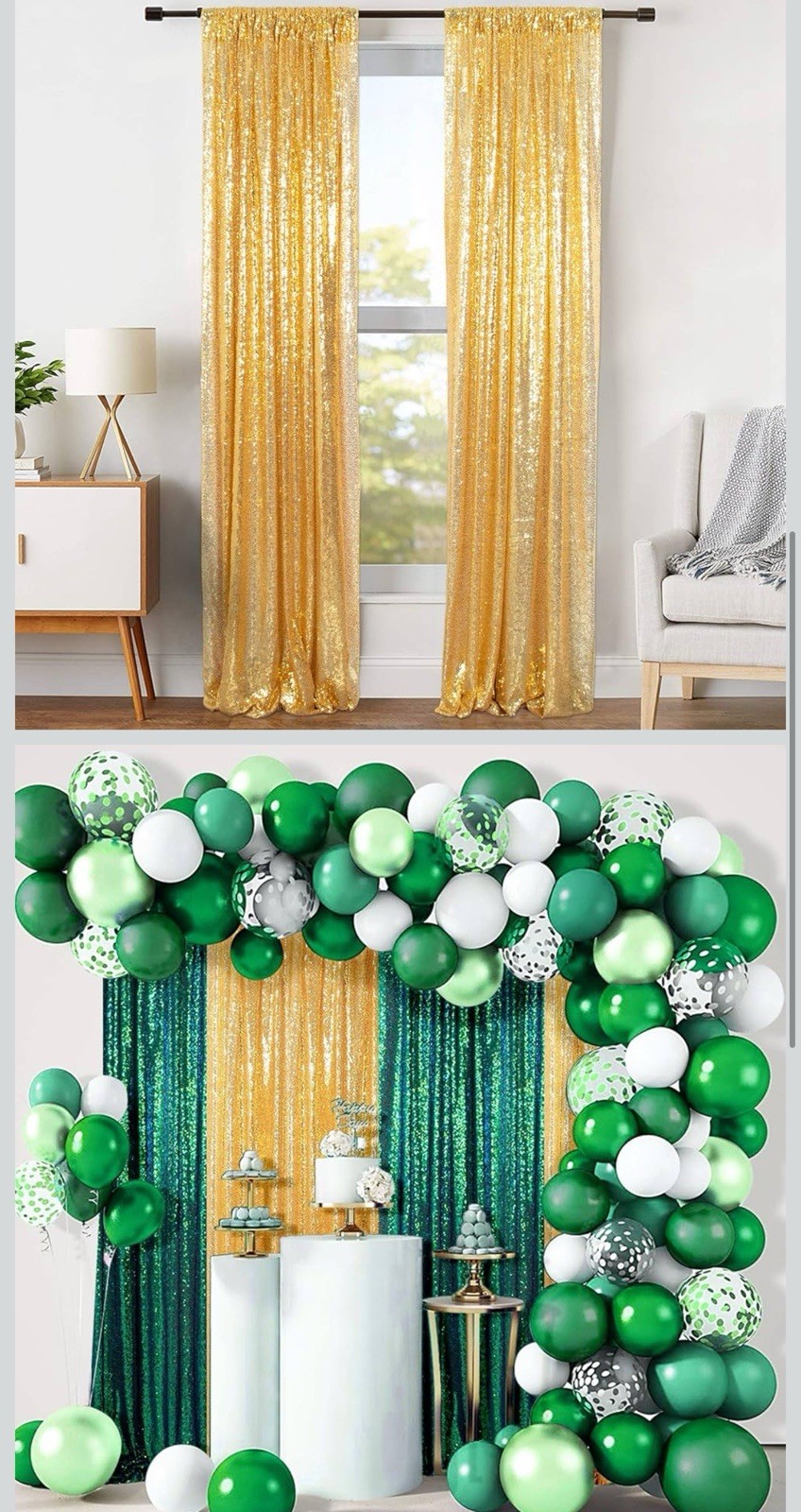 4pk Sequin Photography Backdrop Curtains, 4×8 ft Glitter Photo Booth Background