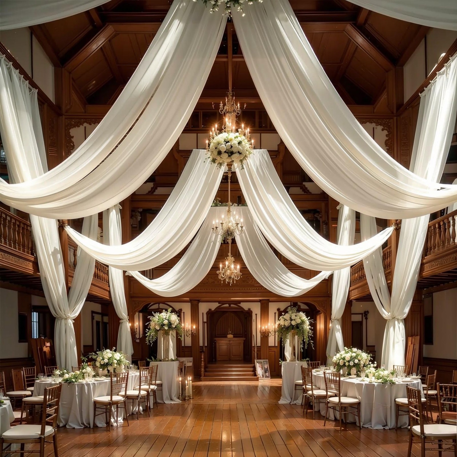 Wedding Arch Draping Fabric 1 Panel 18FT Beige Sheer Chiffon Backdrop Curtain