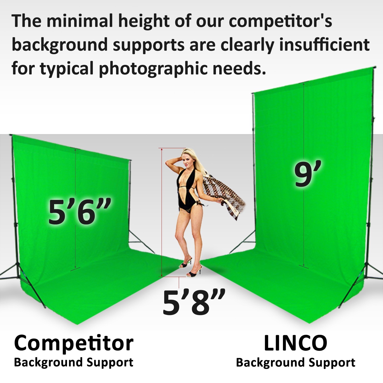 9×10 Adjustable Background Support Stand Photo Backdrop Crossbar Kit Photography