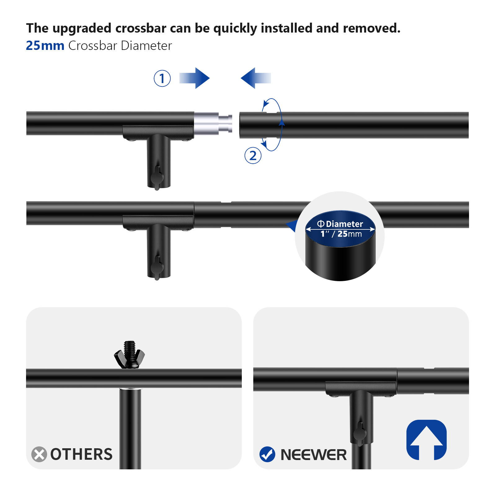 Neewer T-Shape Background Backdrop Support Stand Kit 8.5ft with 4 Spring Clamps