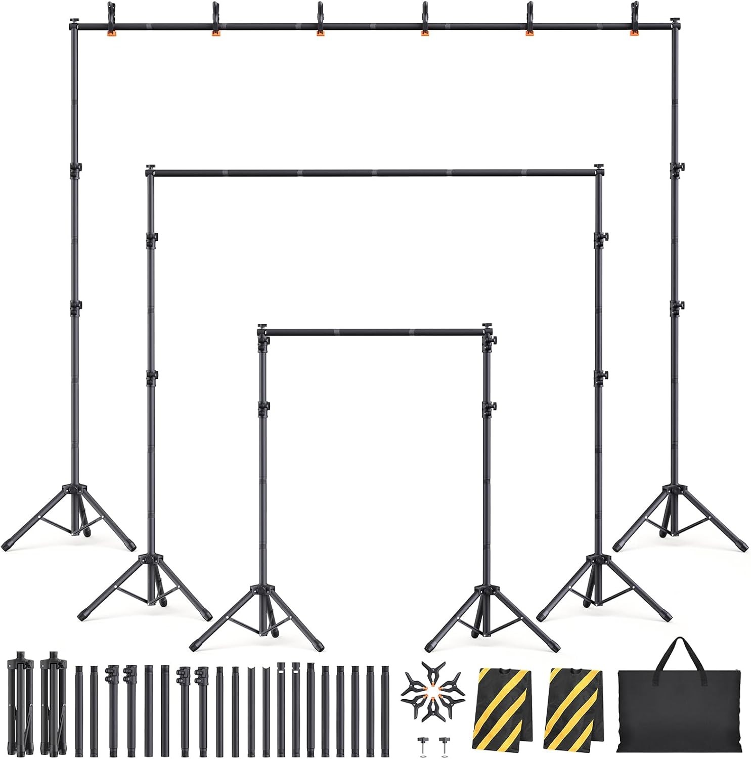 Backdrop Stand Kit 6 Widths 10×7.5ft Adjustable Background Stand Parties