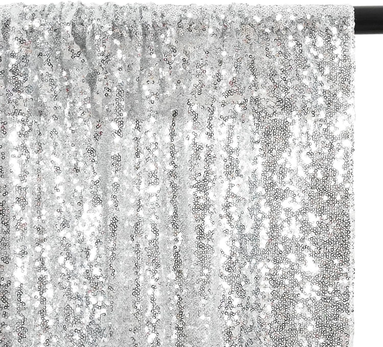 6×6 Ft Glittering Silver Sequin Backdrop for Weddings, Parties & Celebrations