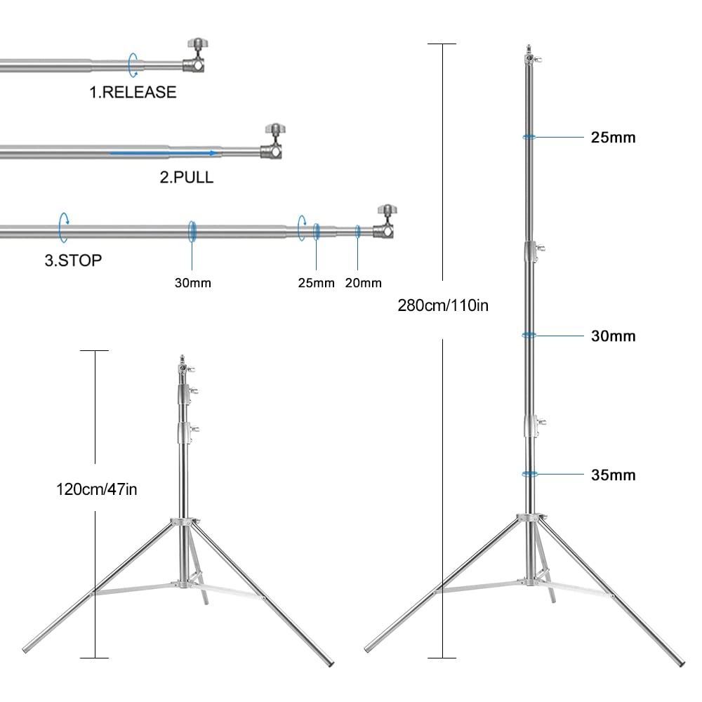 Stainless Steel Backdrop Stand 9.5ftx10ft Photo Stand for Backdrop Video Adju…