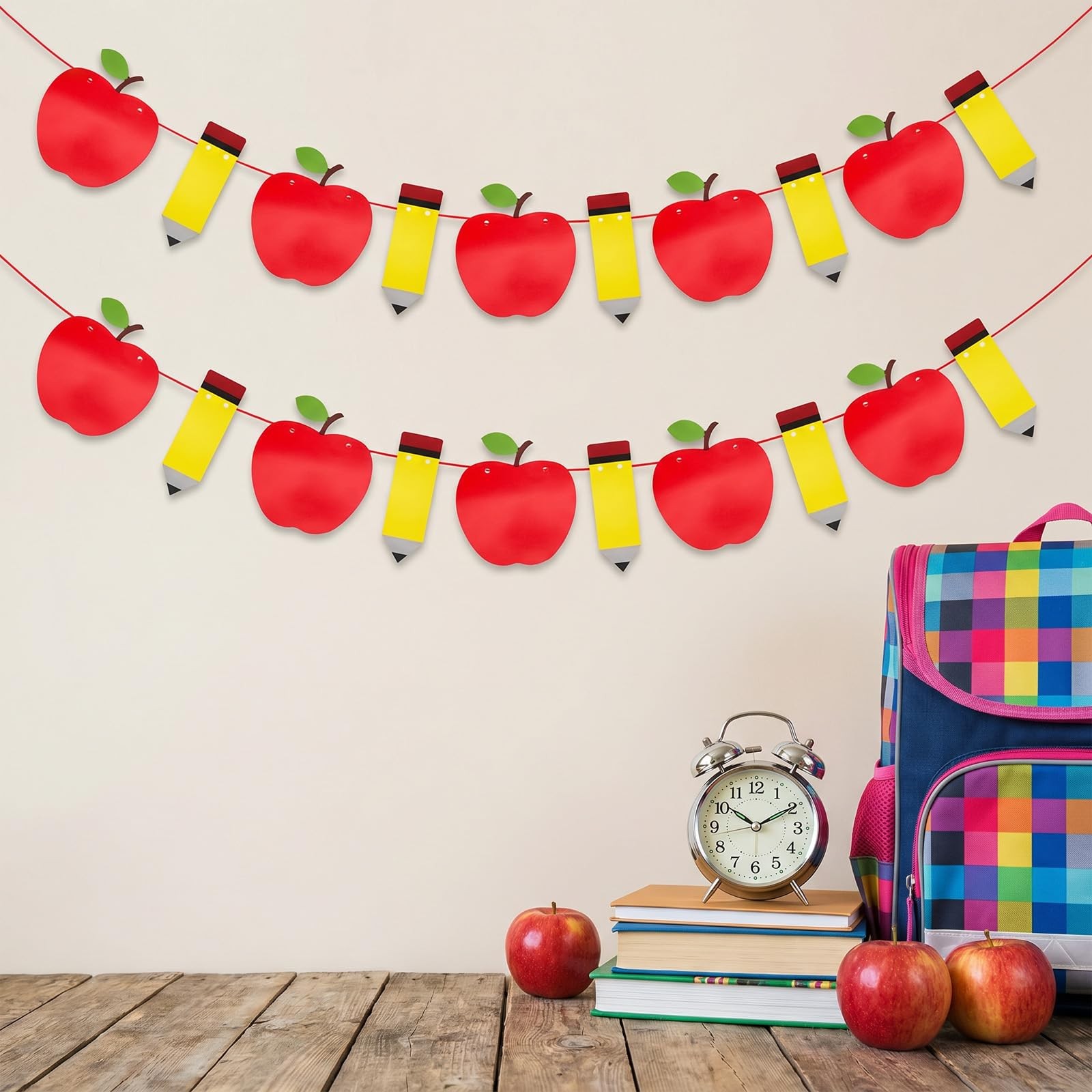 2pcs Back to School Decorations Pencil Apple Garland Banner Hanging Decor for…