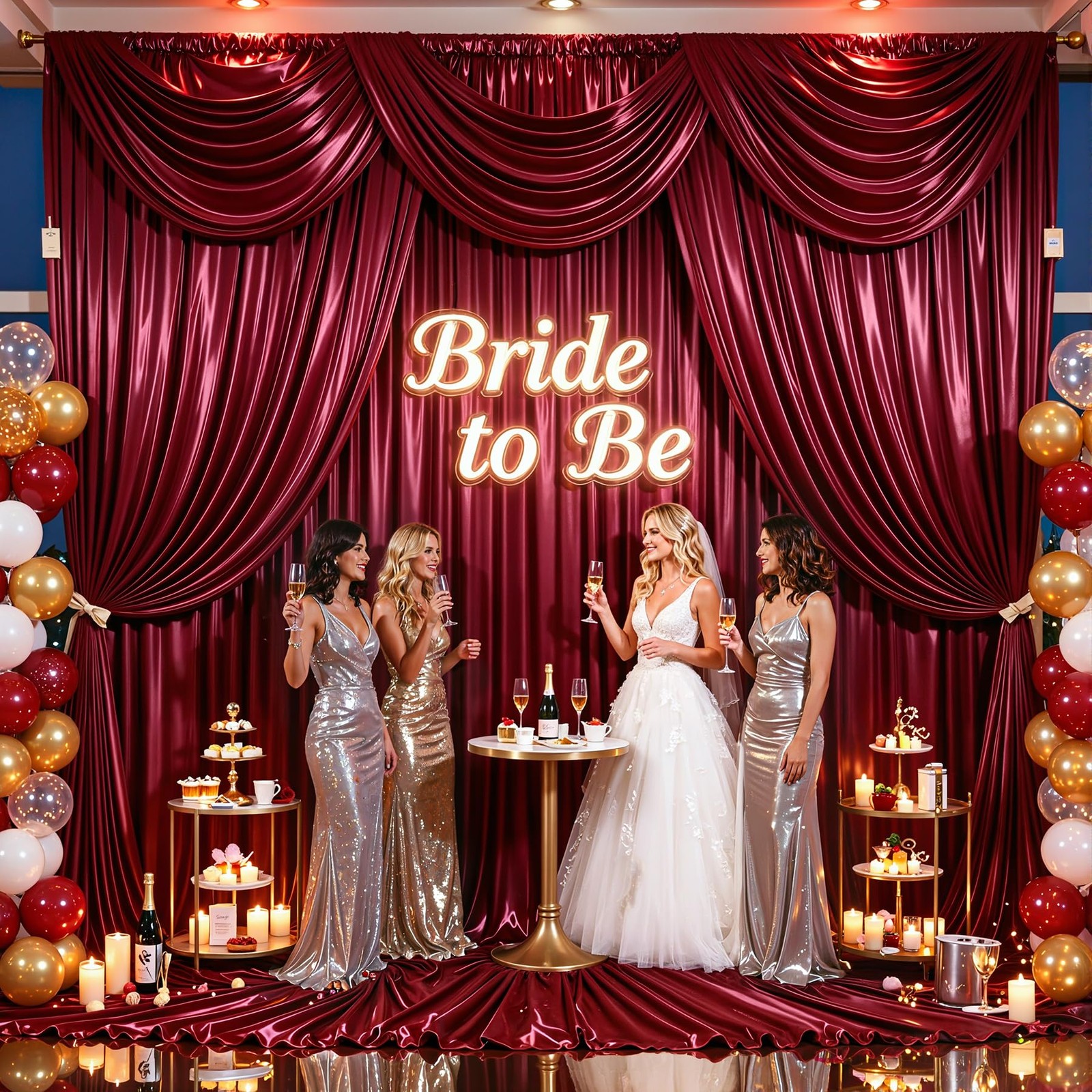 40x10ft Burgundy Glitter Backdrop Curtain for W5 x H10′(8 Panels),